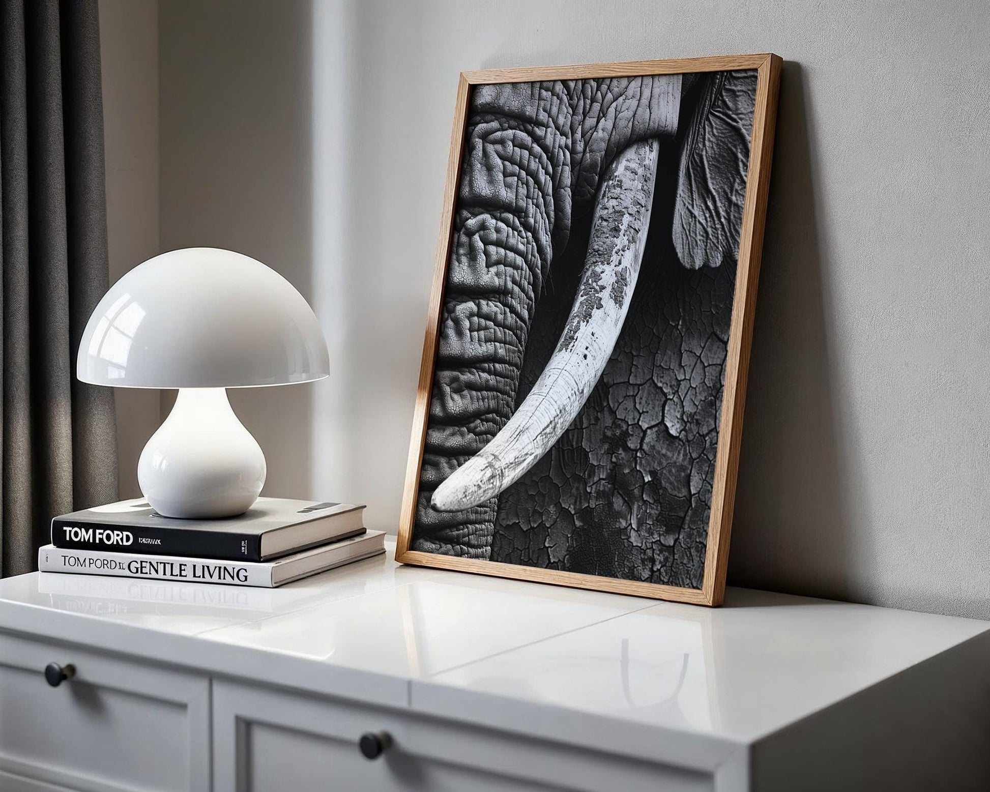 Wildlife Poster | Elephant Tusk Print | Minimalist  Photography, Modern Safari Decor wall art print, minimalist black and white poster, modern Scandinavian wall decor, Monohaus