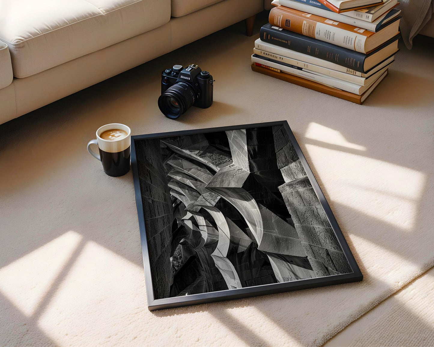 Urban Photography | Gaudi Architecture Print | Barcelona Modernist Stone Facade Photography wall art print, black and white architectural poster, minimalist modern Scandinavian wall decor, Monohaus