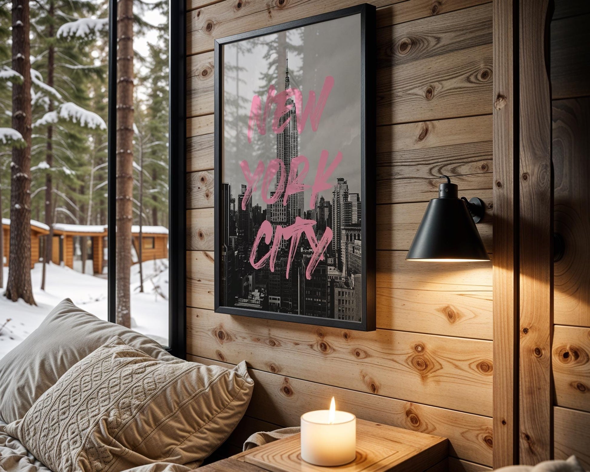 Designer Wall Art | New York City Skyline Print | Empire State Building wall art print, black and white architectural poster, minimalist modern Scandinavian wall decor, Monohaus