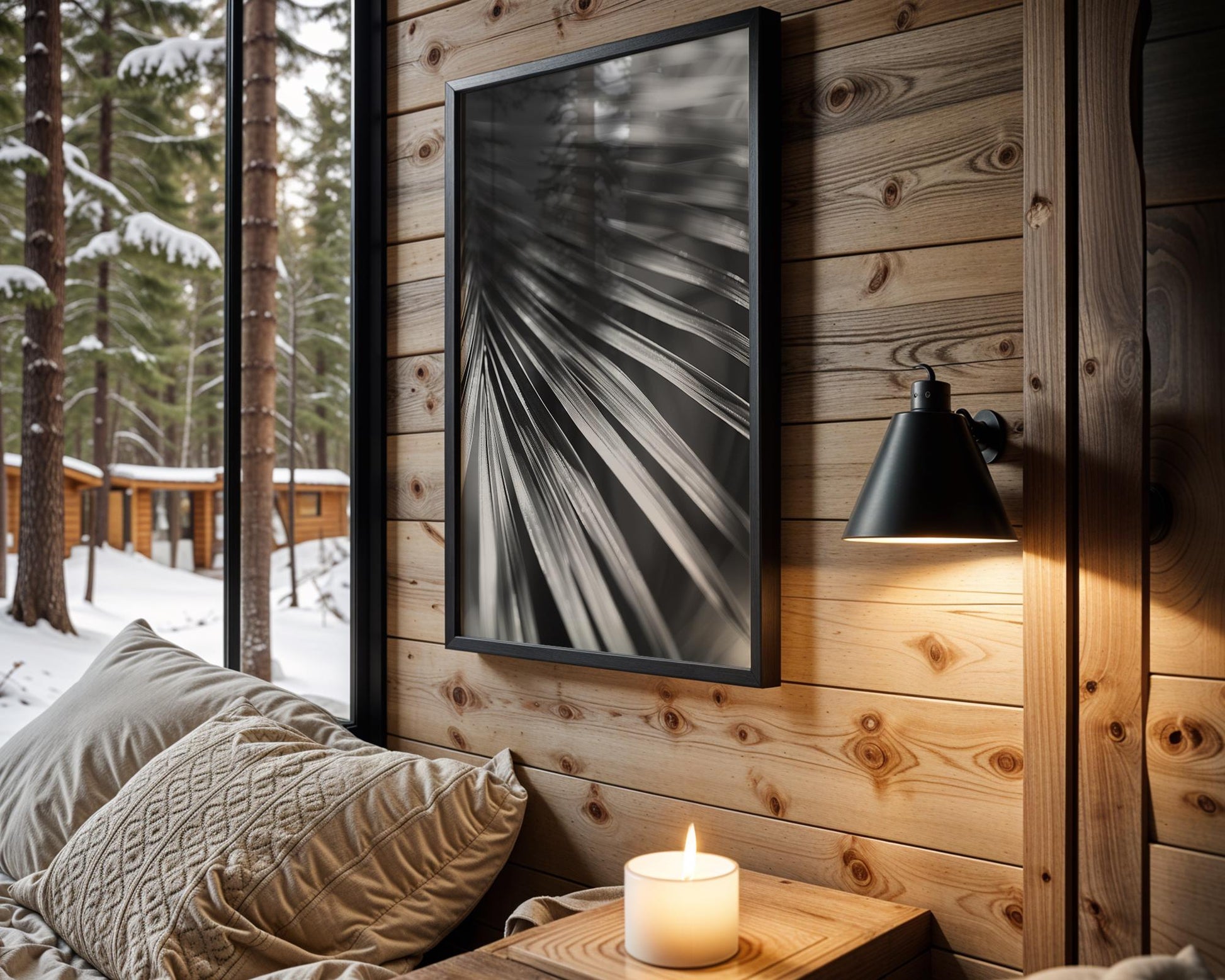 Botanical Photo | Black and White Palm Leaf Print | Minimalist Nature Wall Art wall art print, minimalist black and white poster, modern Scandinavian wall decor, Monohaus