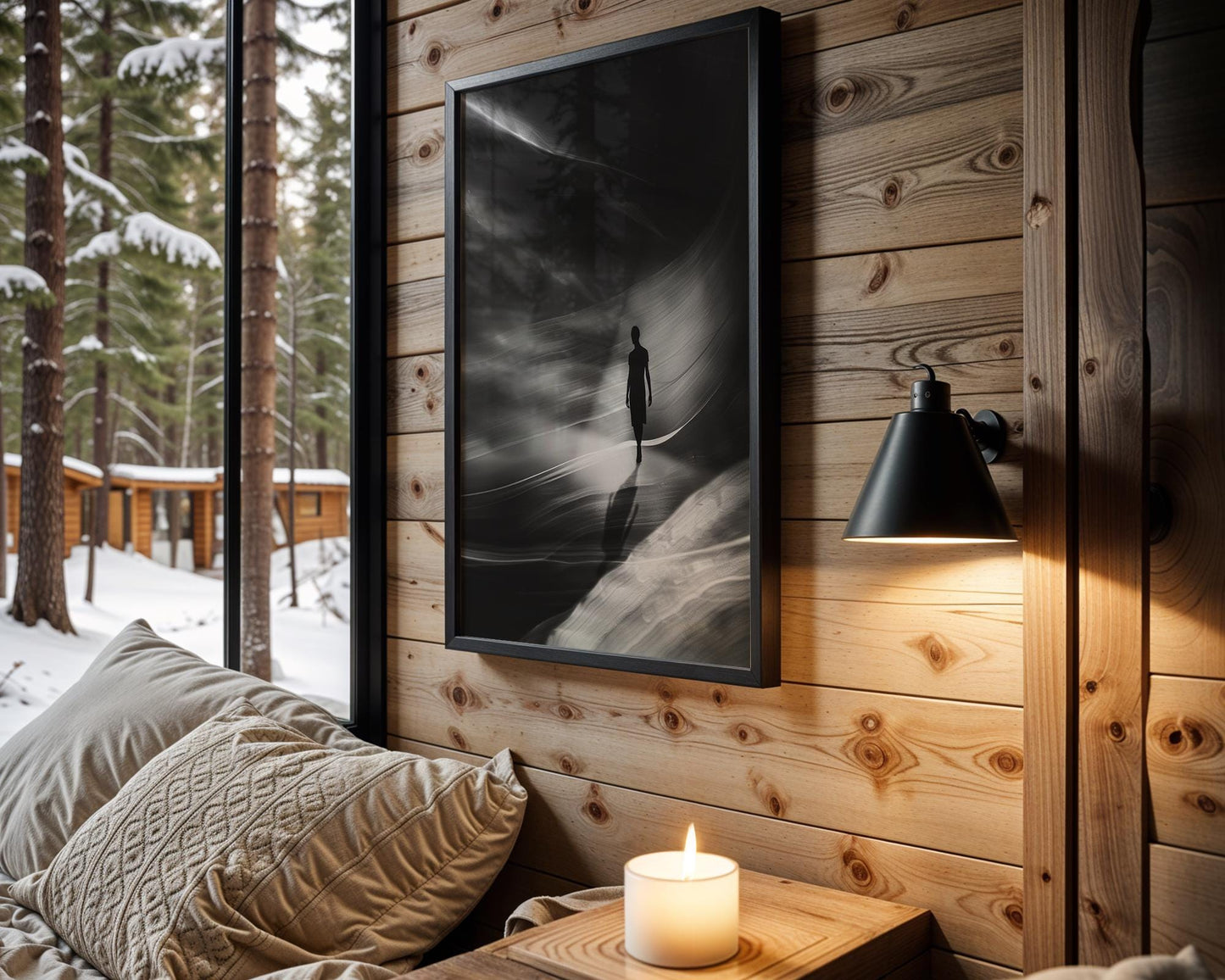 Minimal Wall Art Walking in Light and Shadow | Black and White Photography wall art print, minimalist black and white poster, modern Scandinavian wall decor, Monohaus