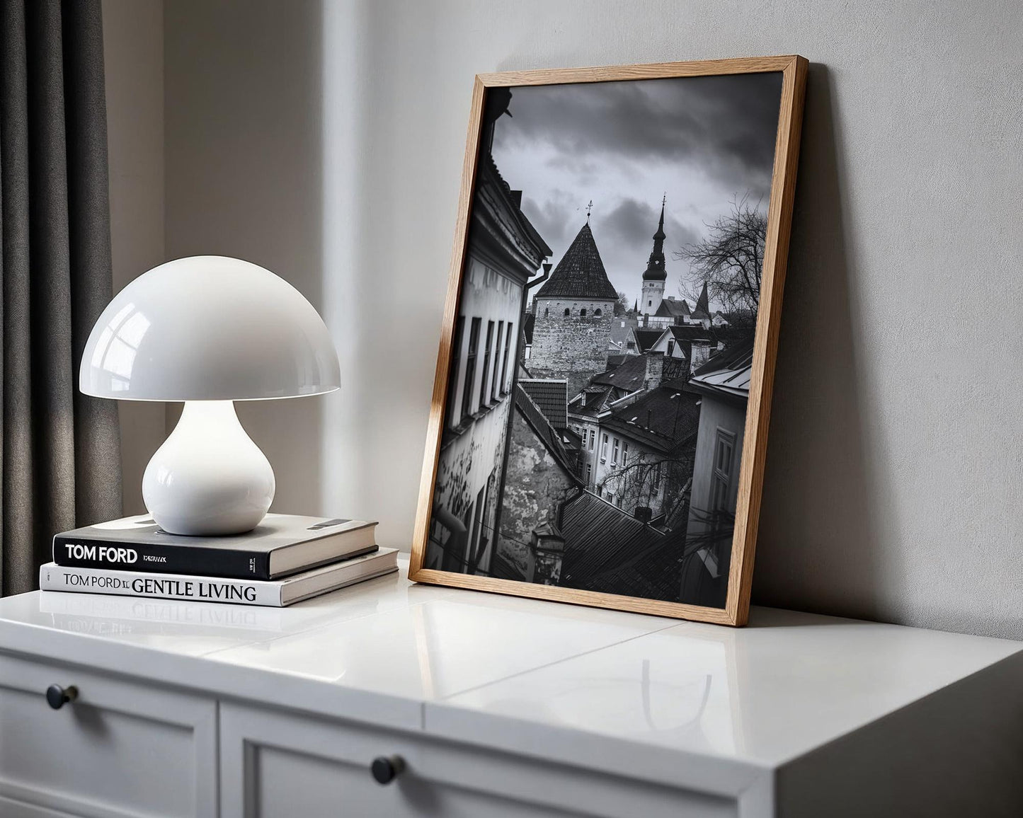 World Landmark | Tallinn Old Town Photography Print | Black and White Estonia Architecture