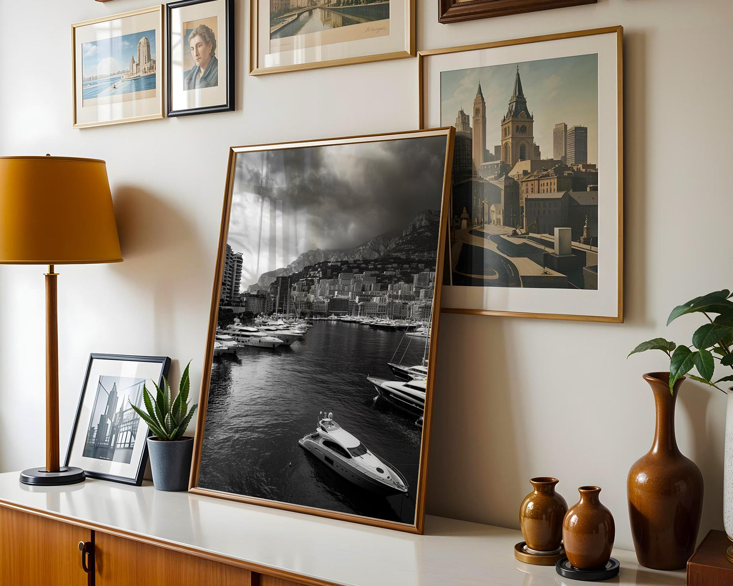 World Landmark | Monaco Marina Black and White Print | Port Hercules Yacht Photography