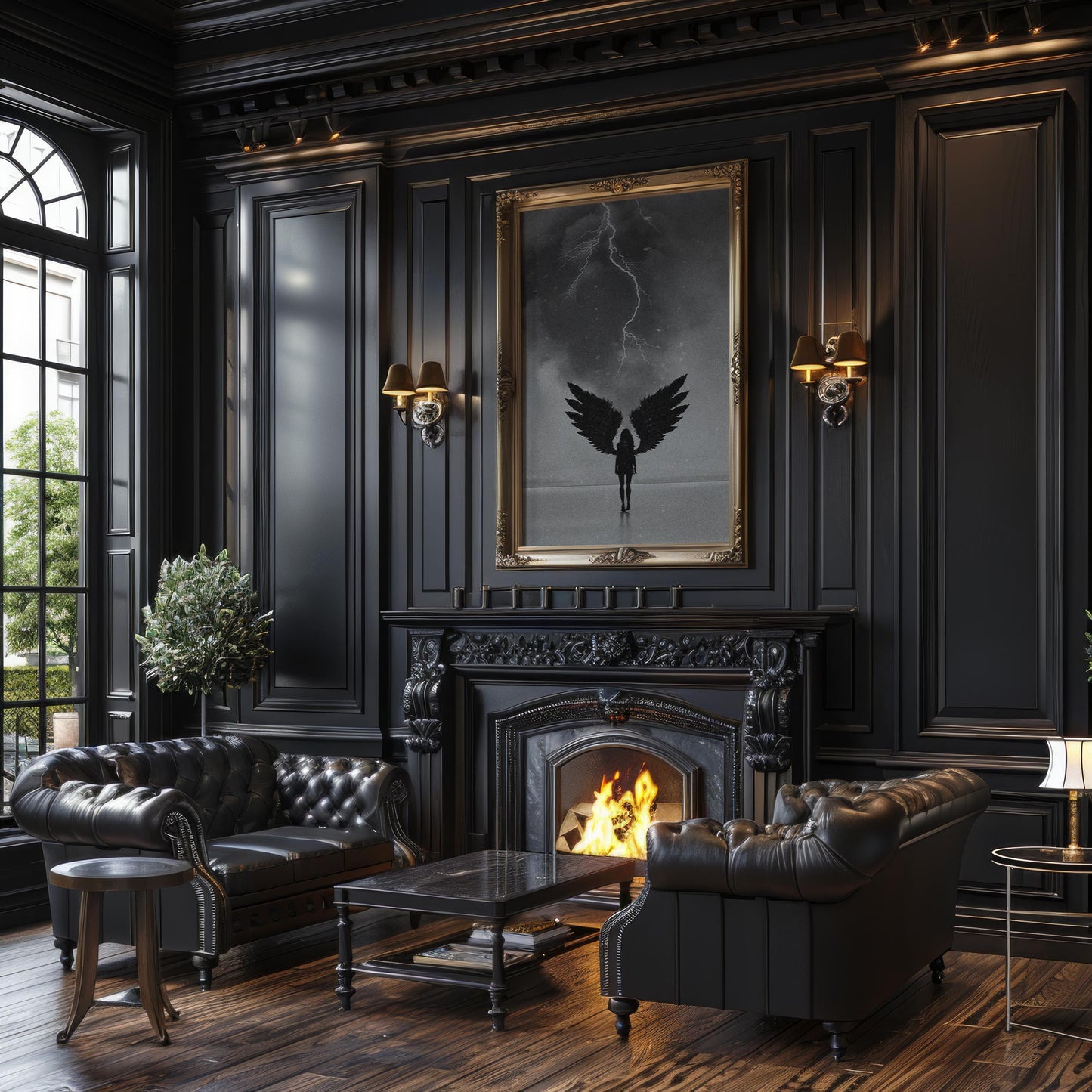 Dark Angel Print | Black & White Lightning Photography, Surreal Wall Art wall art print, minimalist black and white poster, modern Scandinavian wall decor, Monohaus