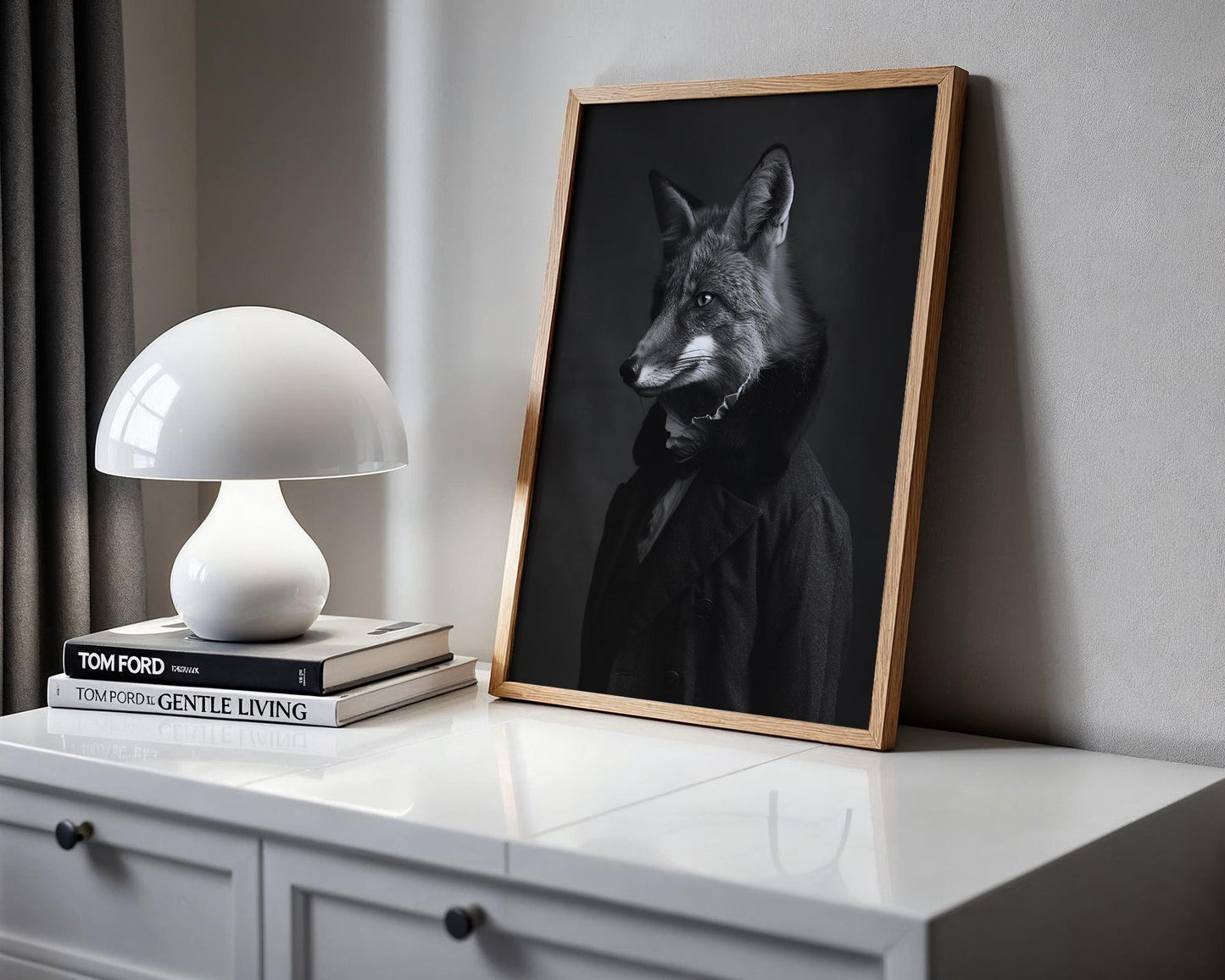 Designer Wall Art | Fox Portrait | Modern Animal Decor | Black & White wall art print, minimalist black and white poster, modern Scandinavian wall decor, Monohaus