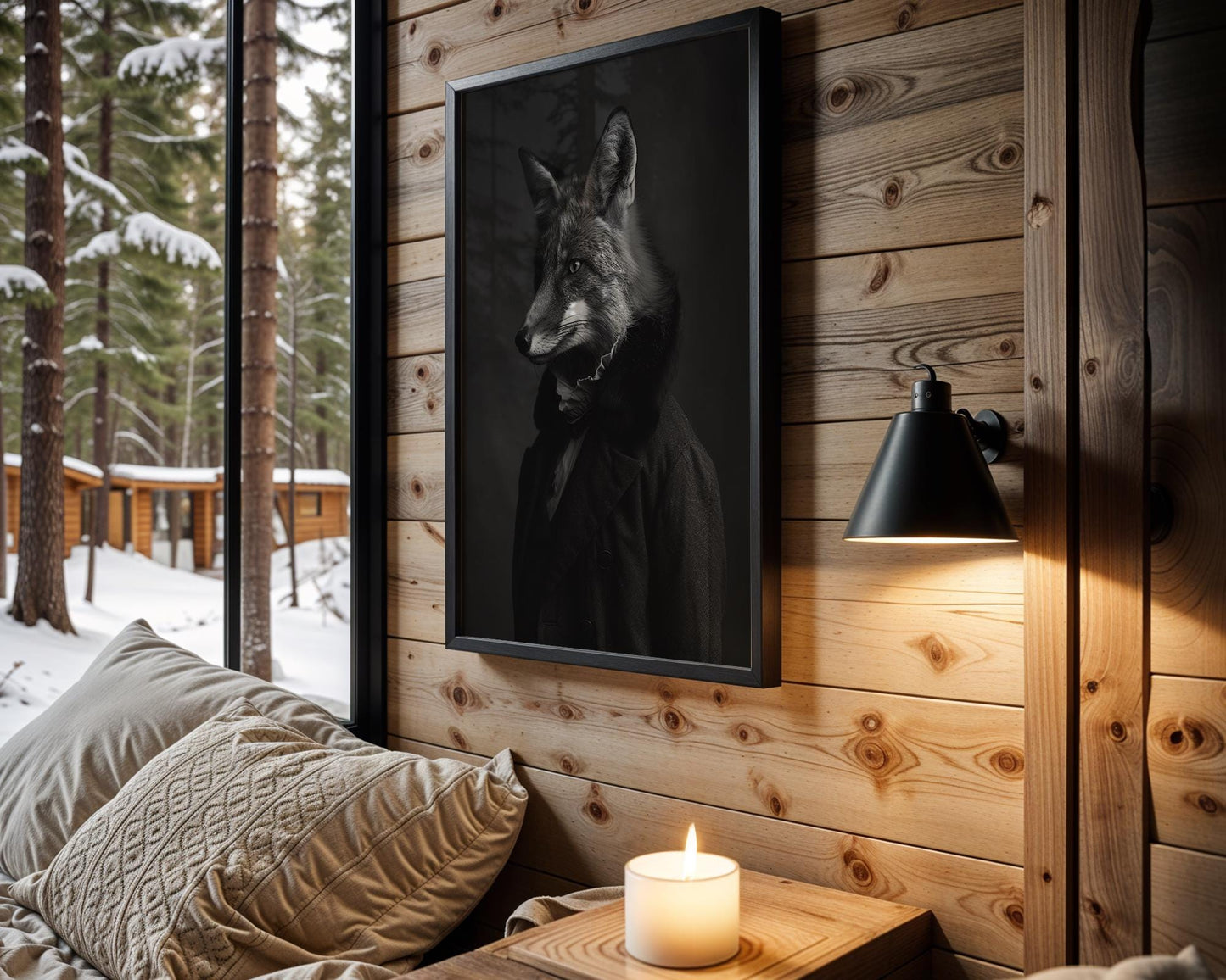 Designer Wall Art | Fox Portrait | Modern Animal Decor | Black & White wall art print, minimalist black and white poster, modern Scandinavian wall decor, Monohaus