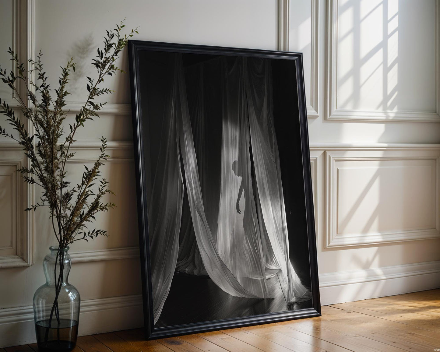 Minimal Wall Art Abstract Fabric Drape Print | Black & White Minimalist Photography abstract wall art print, geometric minimalist poster, modern Scandinavian decor, Monohaus