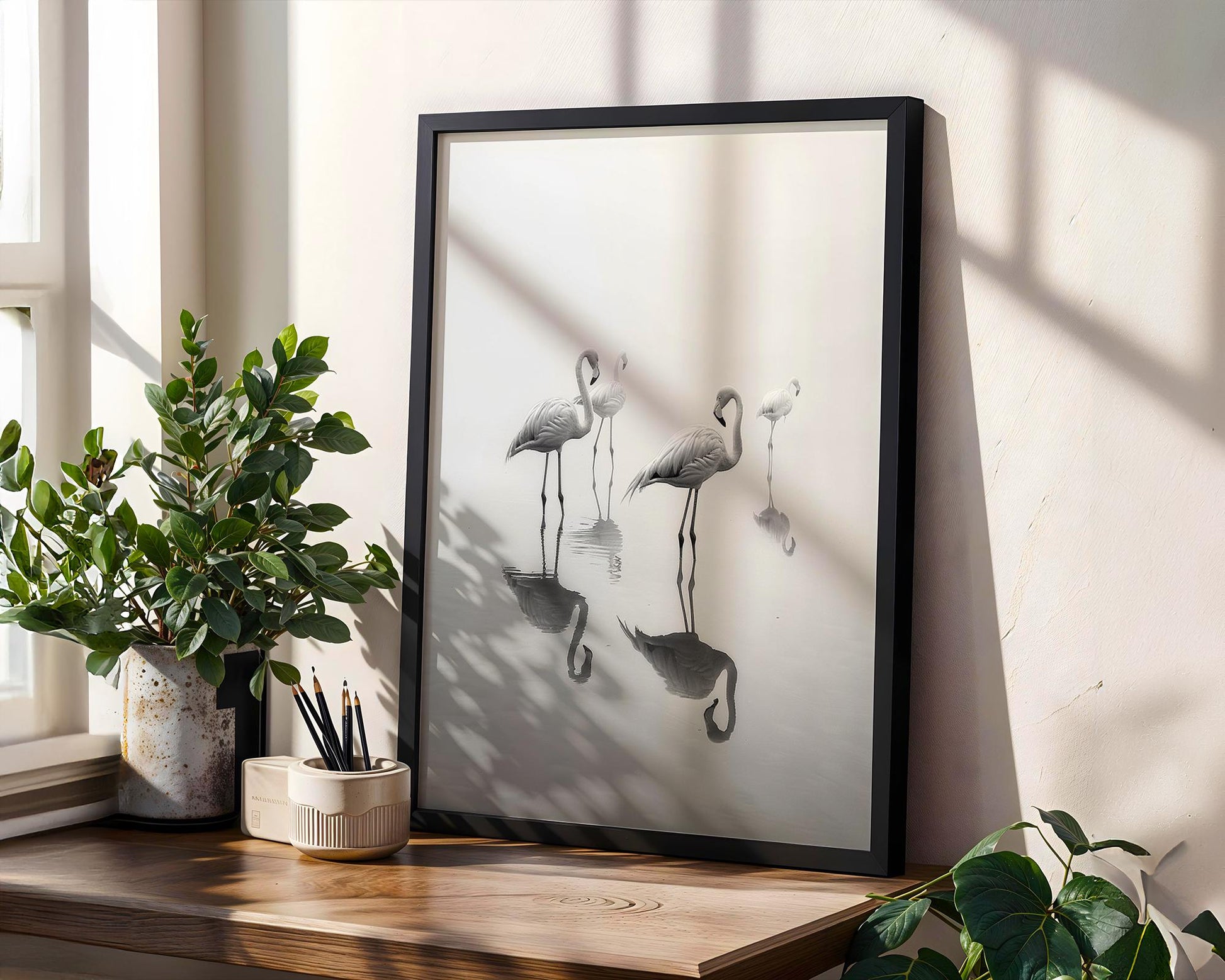 Wildlife Poster | Flamingo Print | Minimalist Black & White Fine Art Photography wall art print, minimalist black and white poster, modern Scandinavian wall decor, Monohaus