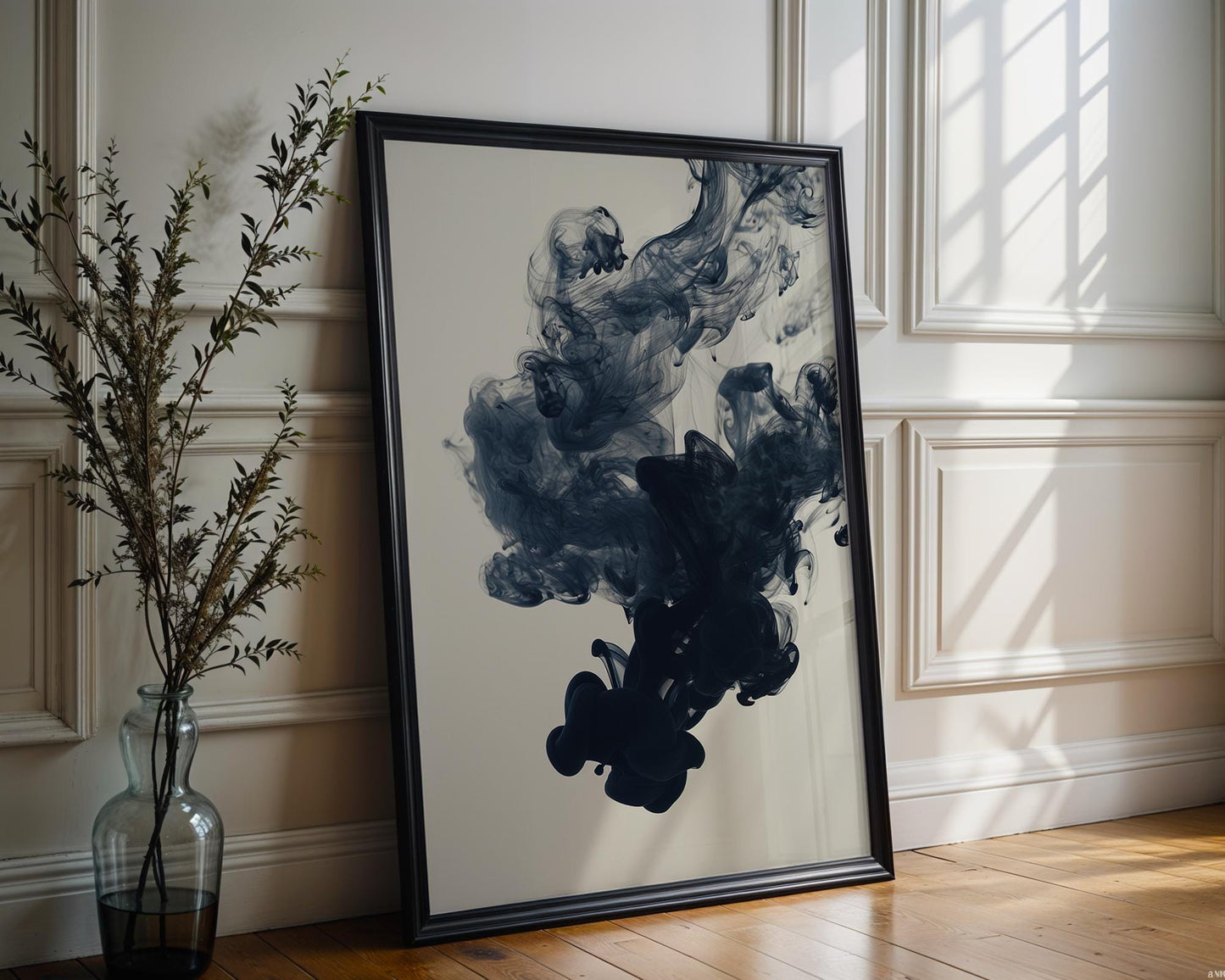 Minimal Wall Art Black Ink Smoke Art Print | Minimalist Abstract Photography abstract wall art print, geometric minimalist poster, modern Scandinavian decor, Monohaus