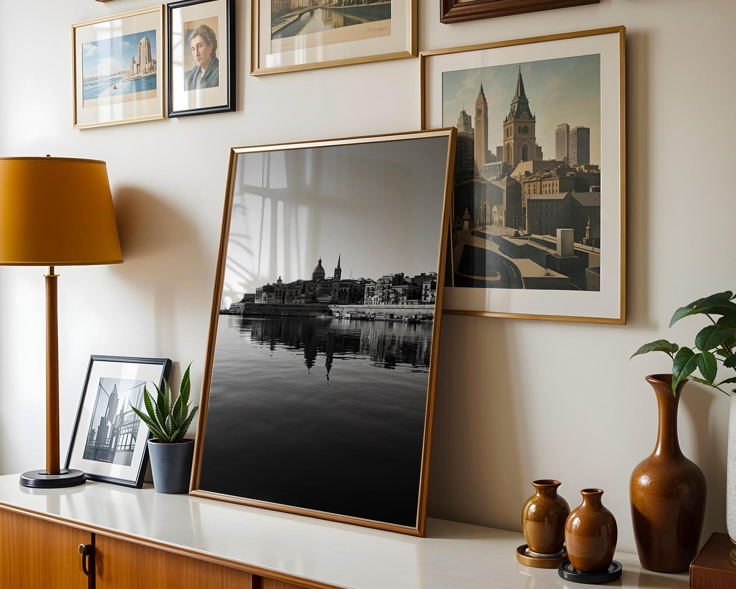 World Landmark | Valletta Harbor Print | Black & White Malta Cityscape Photography wall art print, black and white architectural poster, minimalist modern Scandinavian wall decor, Monohaus