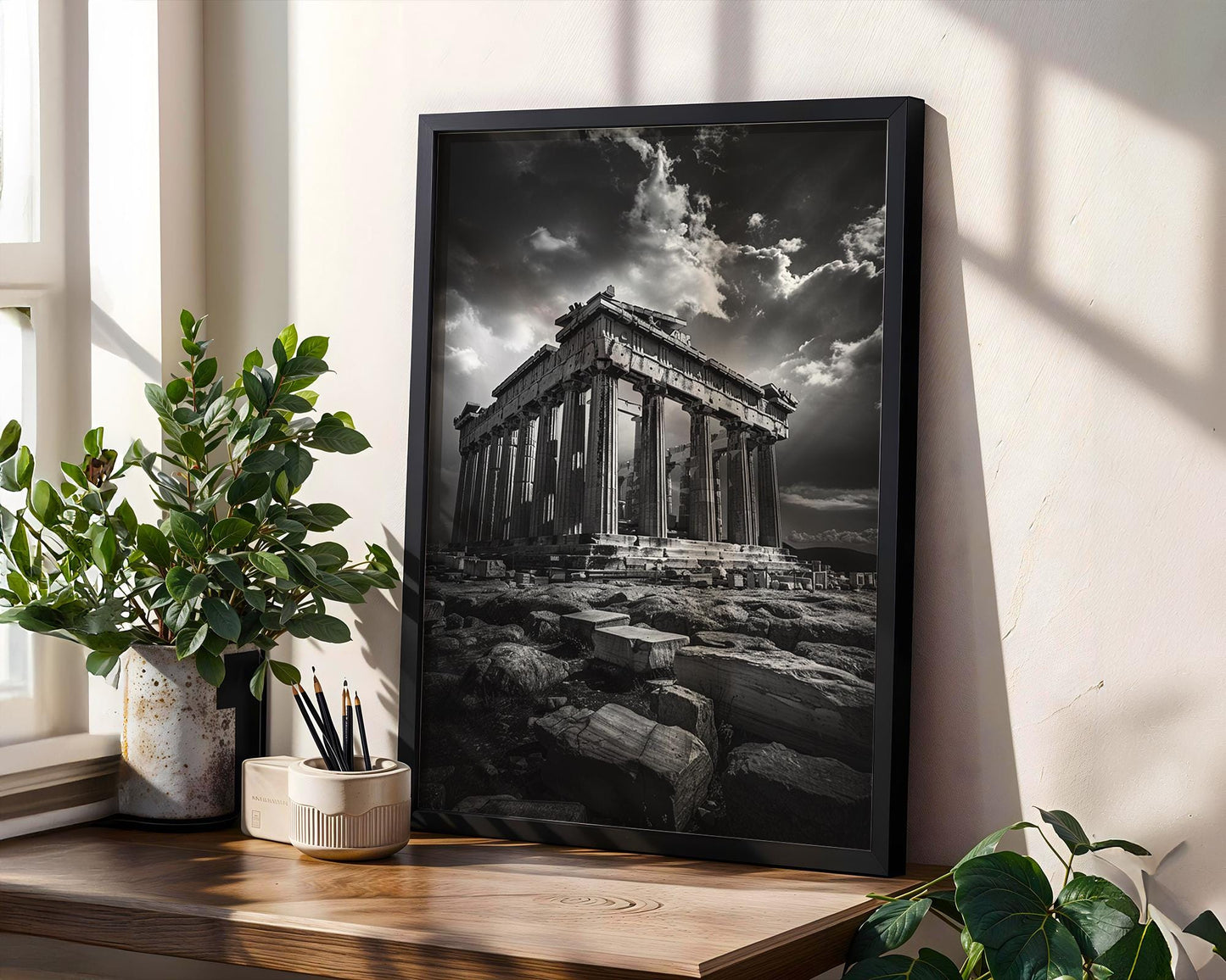World Landmark | Parthenon Print | Athens Landmark, Monochrome Architecture Wall Art
