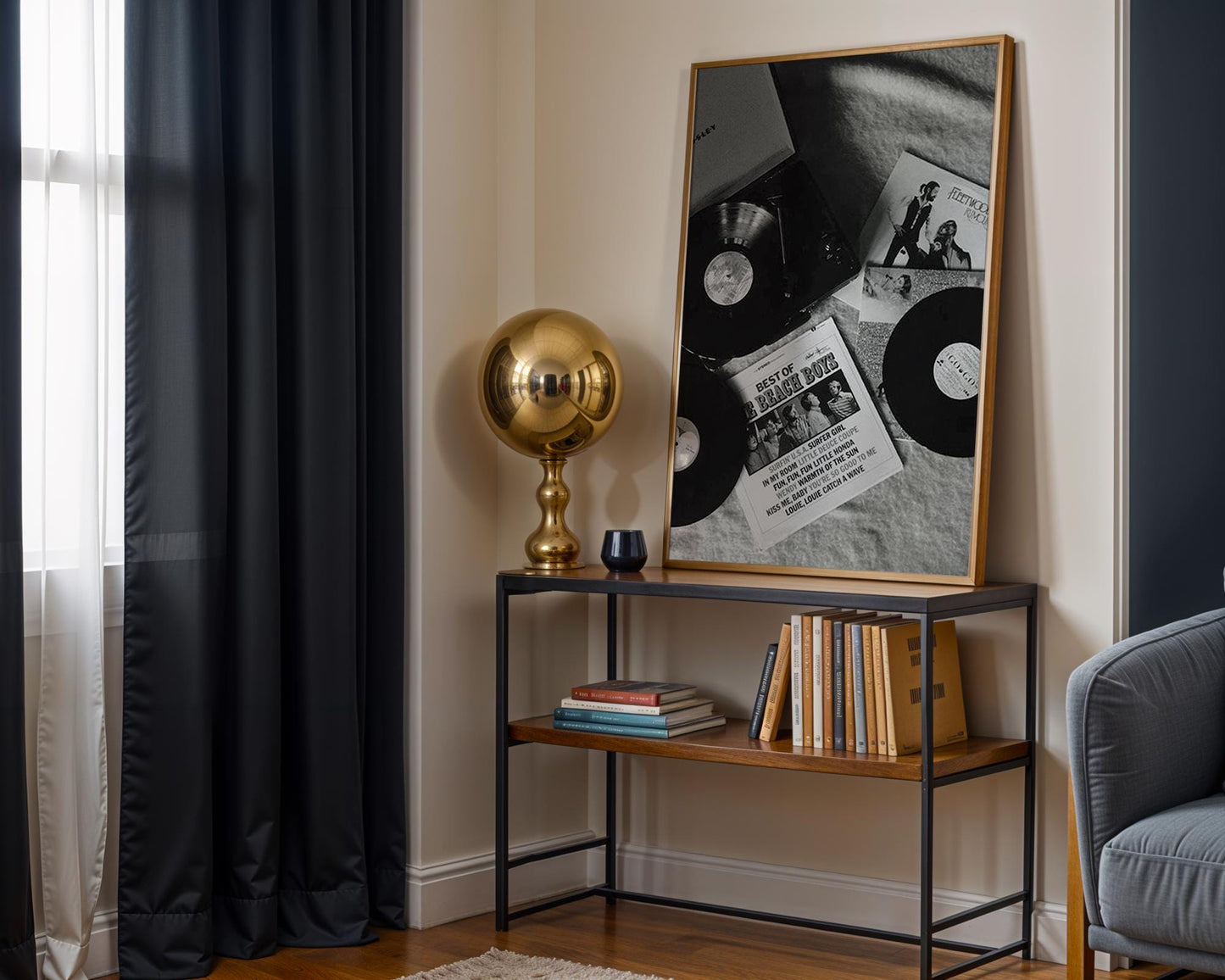 Designer Wall Art | Vinyl Record Player Photography | Black & White Music Poster wall art print, minimalist black and white poster, modern Scandinavian wall decor, Monohaus