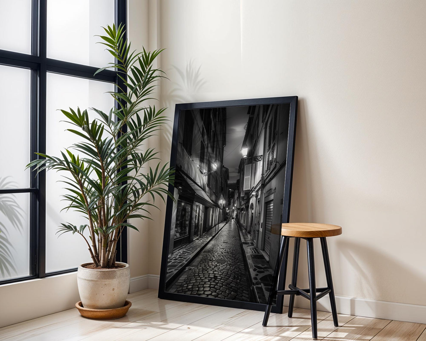 World Landmark | Antibes France Photography Print | Black and White European Street black and white photo print, minimalist monochrome wall art poster for modern interiors, Monohaus