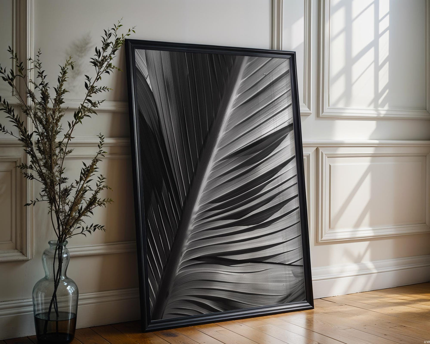 Botanical Photo | Tropical Banana Leaf Art Print | Minimal Wall Art Black & White  Home Decor | Abstract Jungle Plant Bathroom Poster abstract wall art print, geometric minimalist poster, modern Scandinavian decor, Monohaus