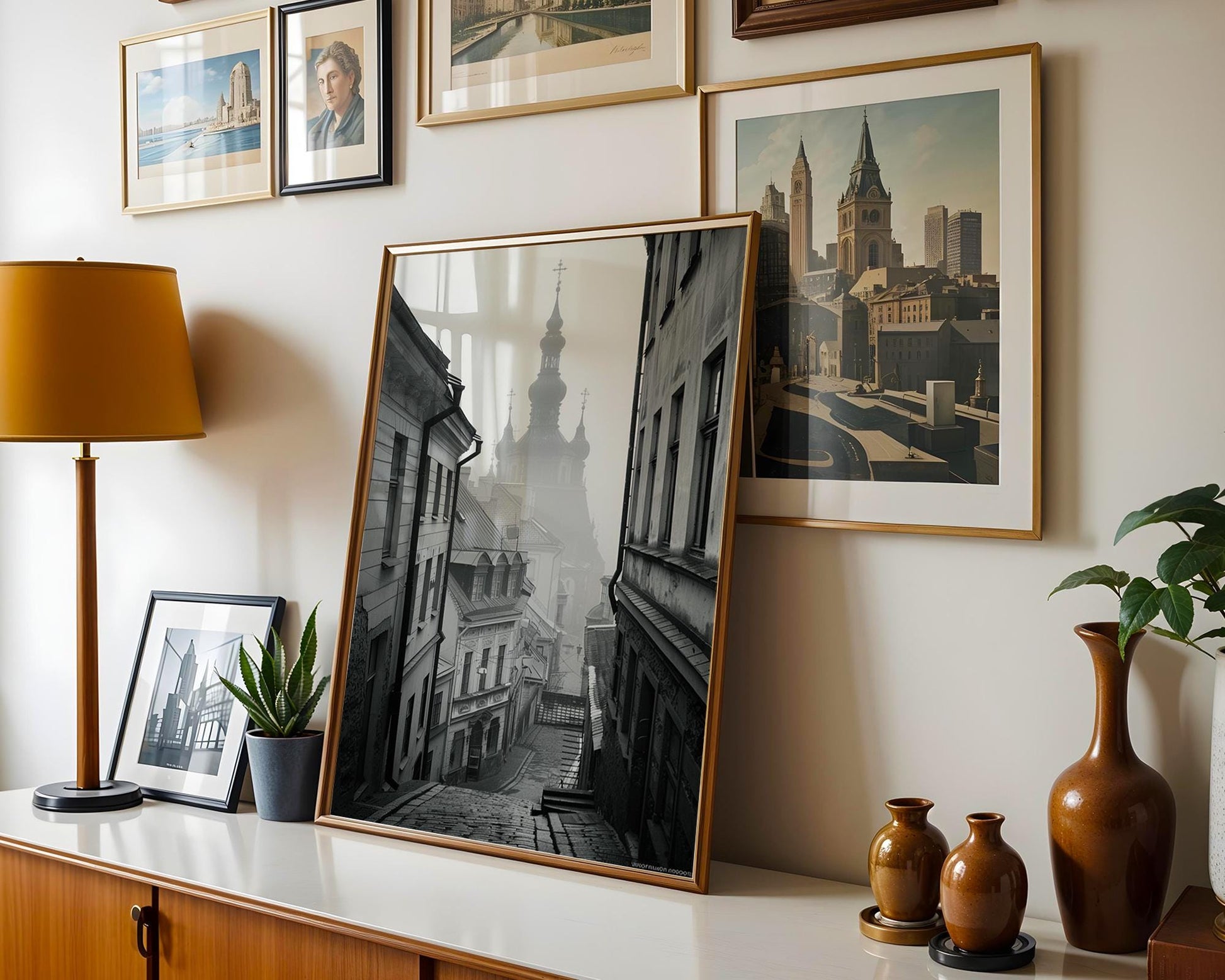 World Landmark | Vilnius Old Town Photography Print | Black and White European Travel Art wall art print, minimalist black and white poster, modern Scandinavian wall decor, Monohaus