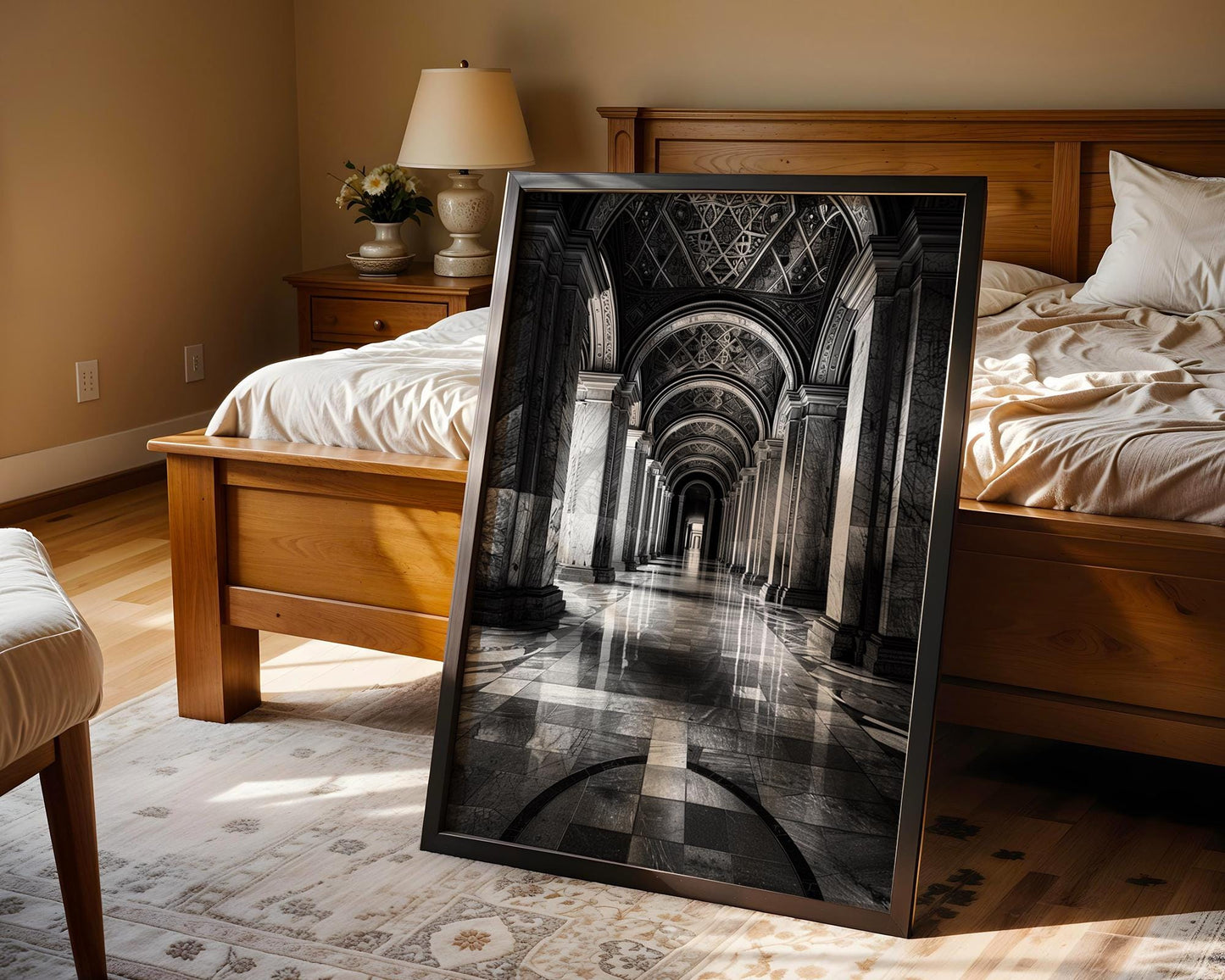 World Landmark | Vienna National Library Print | Grand Hallway Architecture, Luxury Home Decor wall art print, black and white architectural poster, minimalist modern Scandinavian wall decor, Monohaus