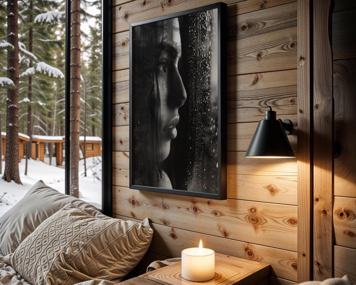 Minimal Wall Art Women in Window Portrait | Black & White Home Decor wall art print, minimalist black and white poster, modern Scandinavian wall decor, Monohaus