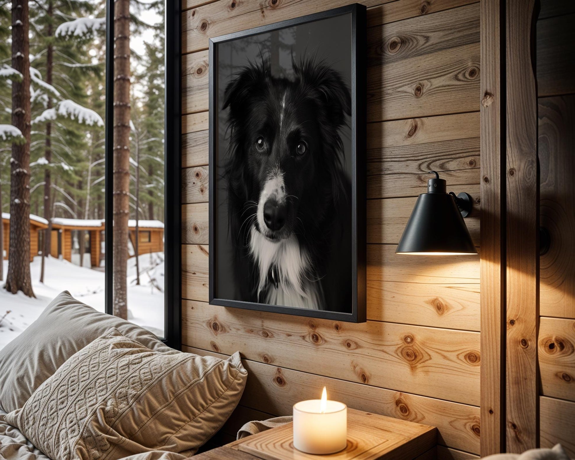 Dog Photography Border Collie Portrait Print | Fine Art , Monochrome Decor wall art print, minimalist black and white poster, modern Scandinavian wall decor, Monohaus