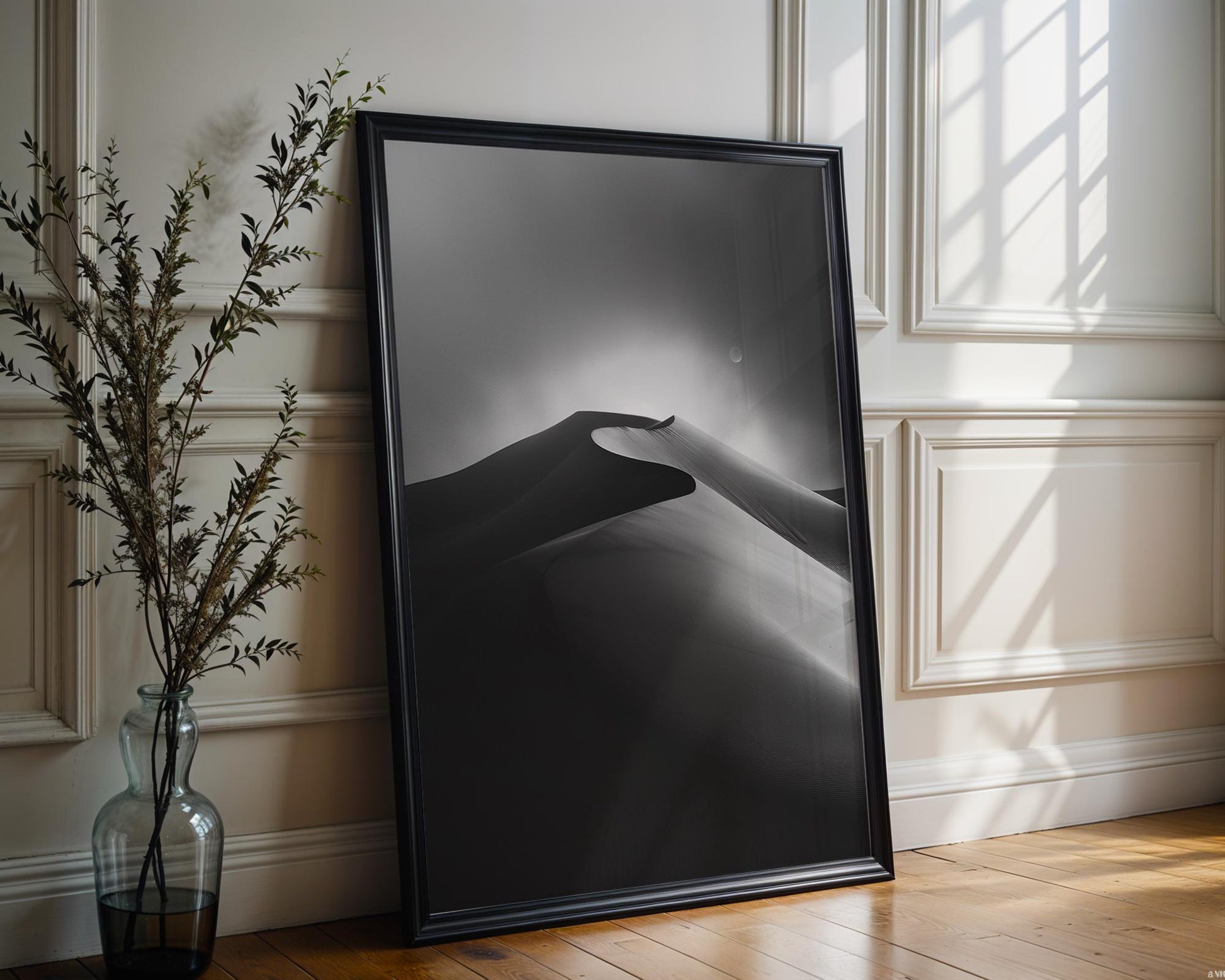 Botanical Photo | Monochrome Desert Dunes Print | Minimalist Black and White Landscape wall art print, minimalist black and white poster, modern Scandinavian wall decor, Monohaus