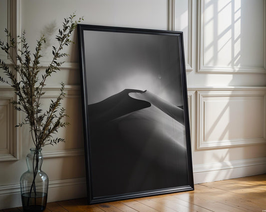 Botanical Photo | Monochrome Desert Dunes Print | Minimalist Black and White Landscape wall art print, minimalist black and white poster, modern Scandinavian wall decor, Monohaus