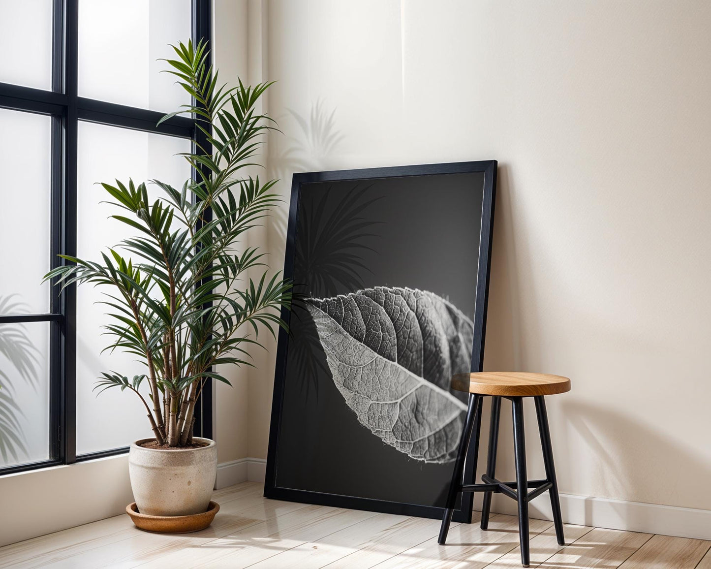 Botanical Photo | Minimalist Leaf Print | Black and White Macro Photography Wall Art wall art print, minimalist black and white poster, modern Scandinavian wall decor, Monohaus