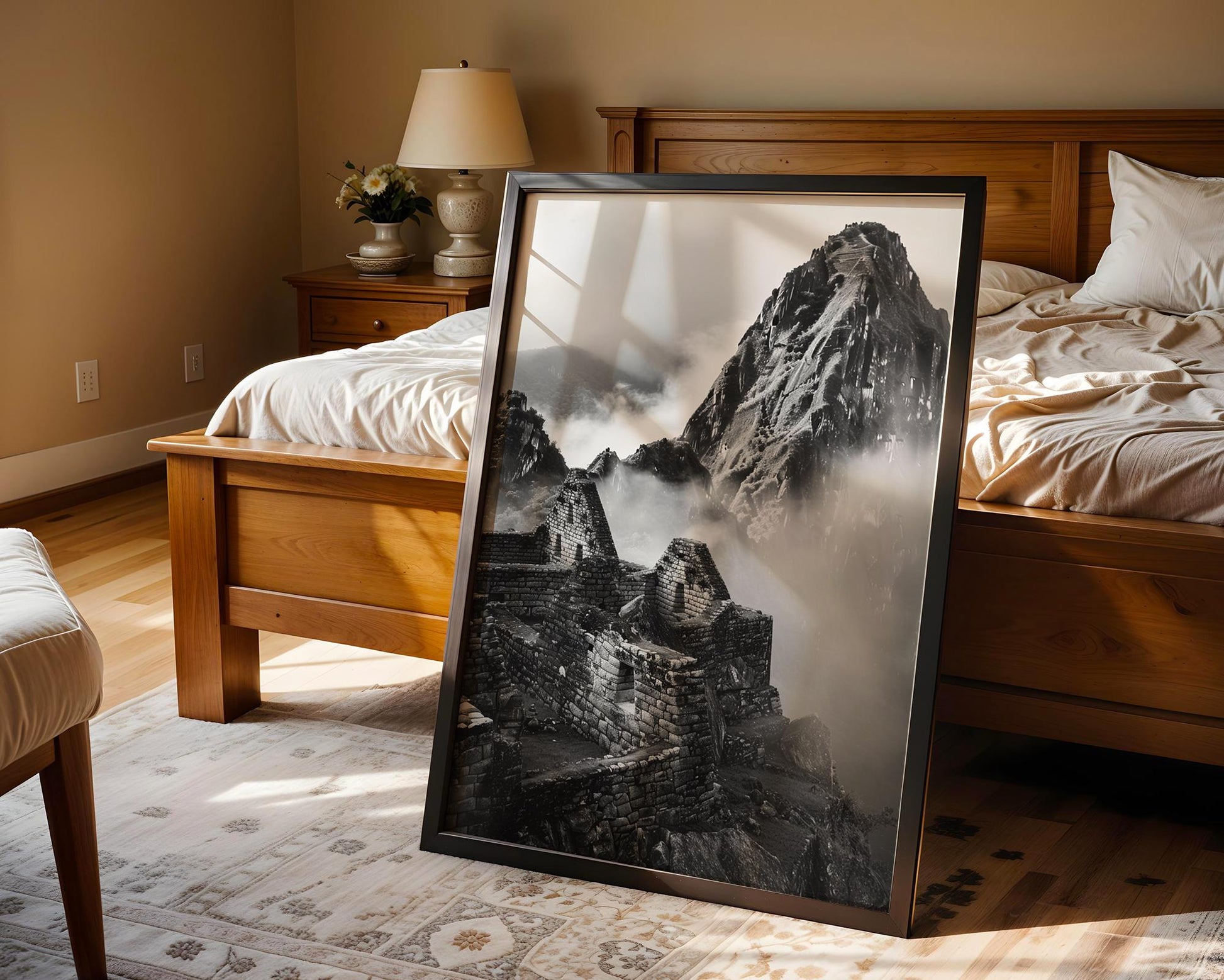 World Landmark | Machu Picchu Print | Black and White Peru Mountain Photography wall art print, minimalist black and white poster, modern Scandinavian wall decor, Monohaus