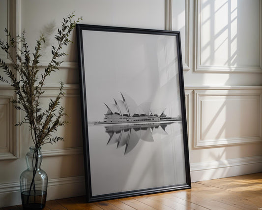 World Landmark | Sydney Opera House Print | Minimalist Black and White Architecture wall art print, black and white architectural poster, minimalist modern Scandinavian wall decor, Monohaus