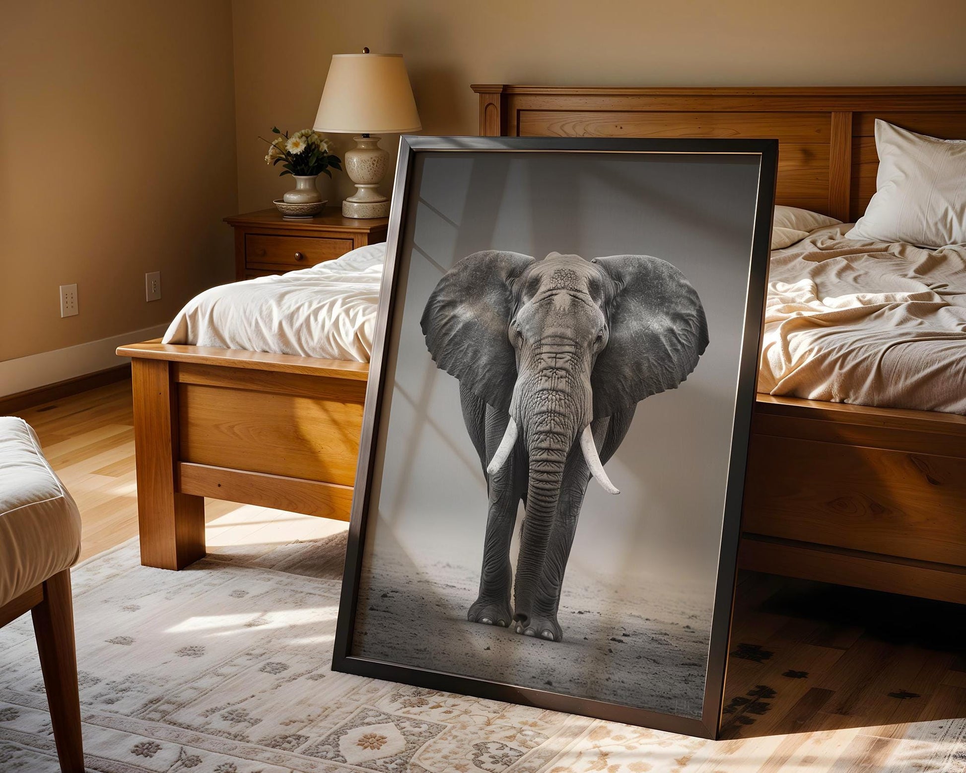 Wildlife Poster | Elephant Fine Art Print | Black & White Minimal Photography wall art print, minimalist black and white poster, modern Scandinavian wall decor, Monohaus