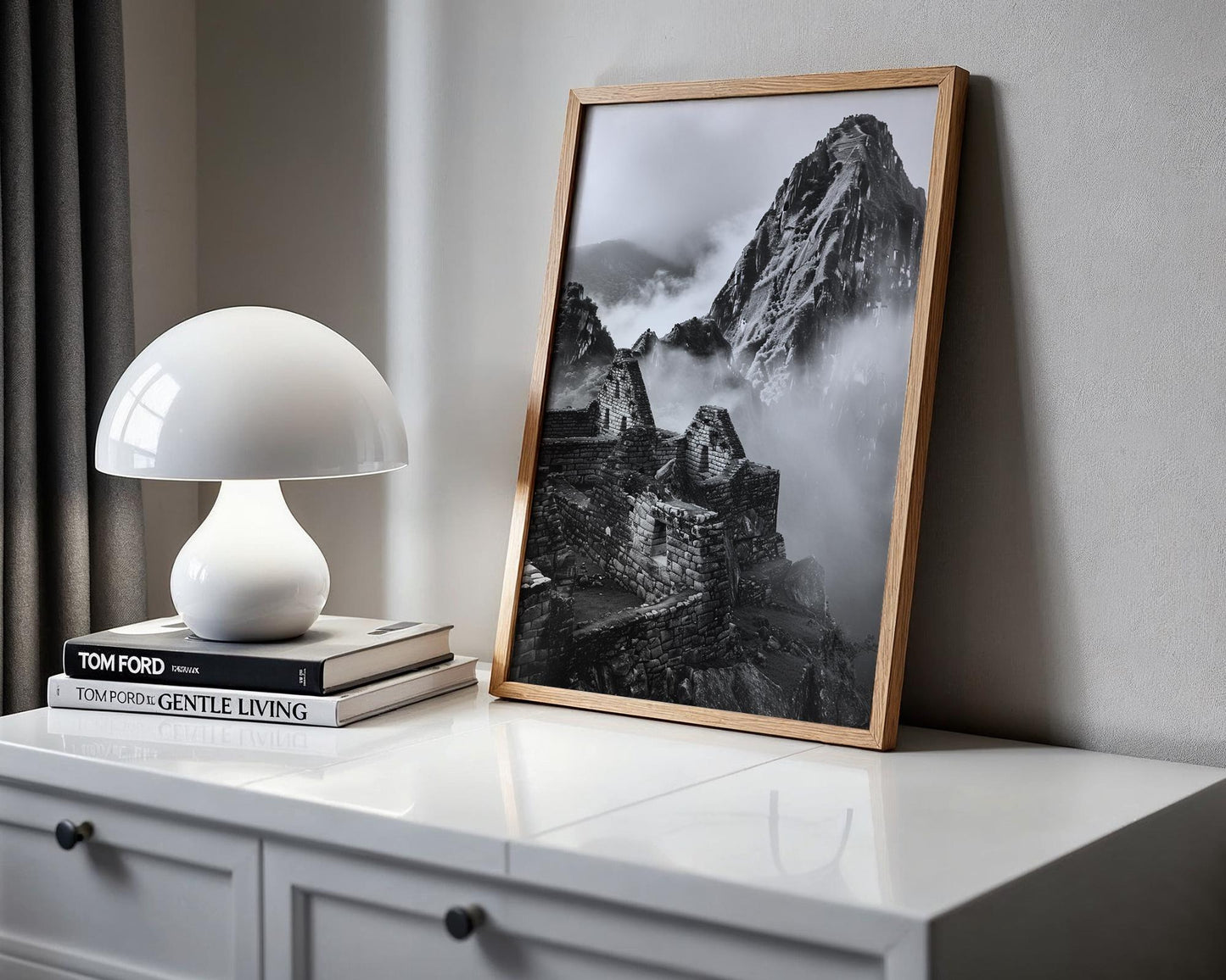 World Landmark | Machu Picchu Print | Black and White Peru Mountain Photography wall art print, minimalist black and white poster, modern Scandinavian wall decor, Monohaus