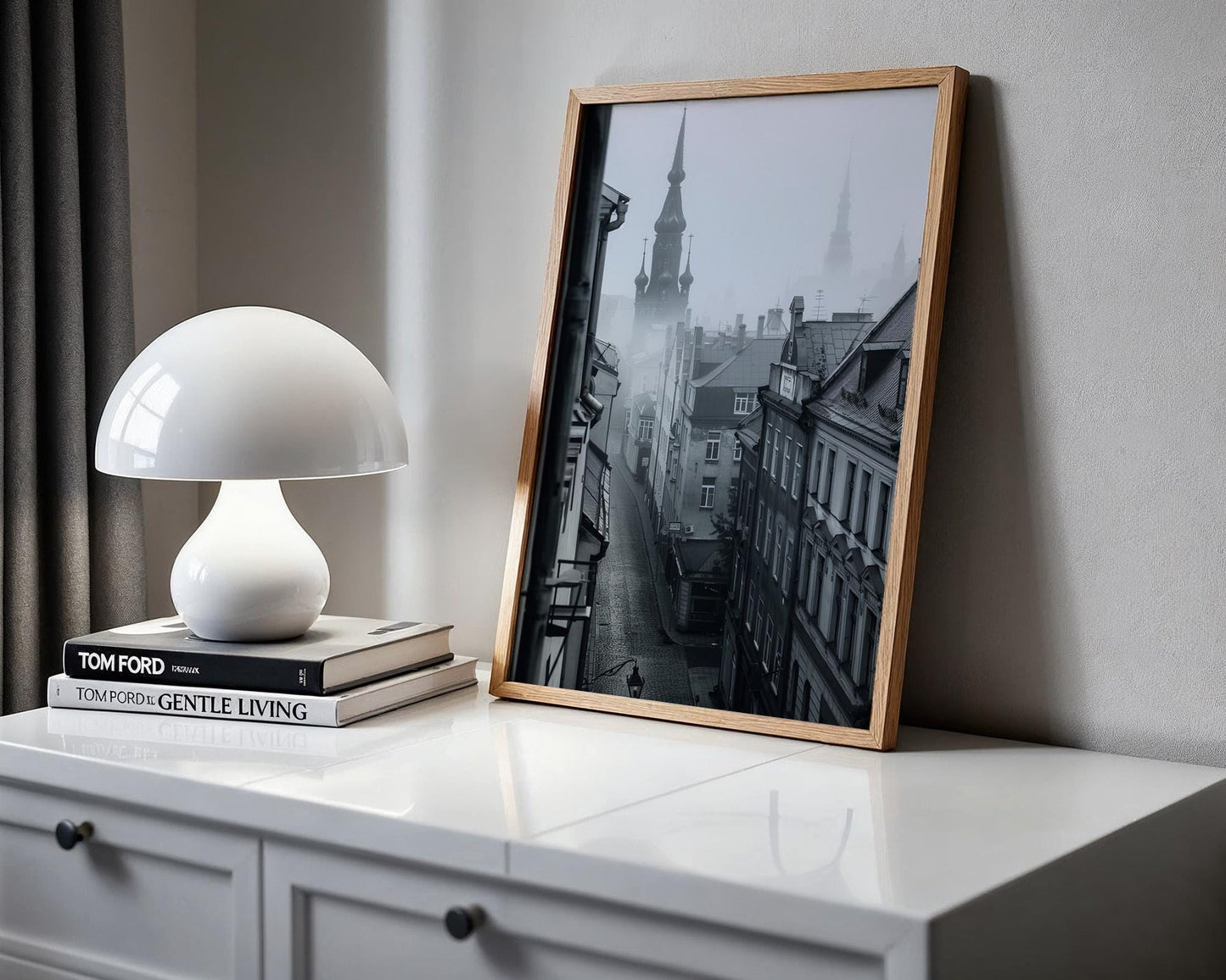 World Landmark | Tallinn Old Town Photography Print | Moody Estonia Wall Art wall art print, minimalist black and white poster, modern Scandinavian wall decor, Monohaus