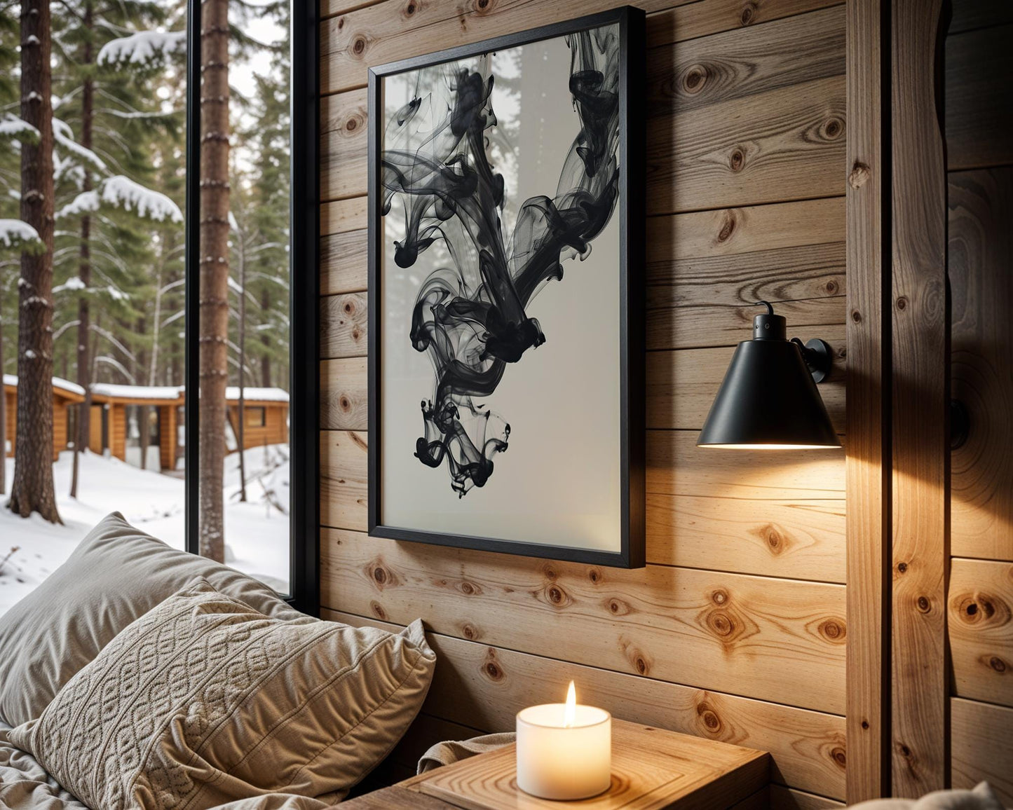 Abstract Black Ink Art Print, Modern Smoke Wall Decor abstract wall art print, geometric minimalist poster, modern Scandinavian decor, Monohaus