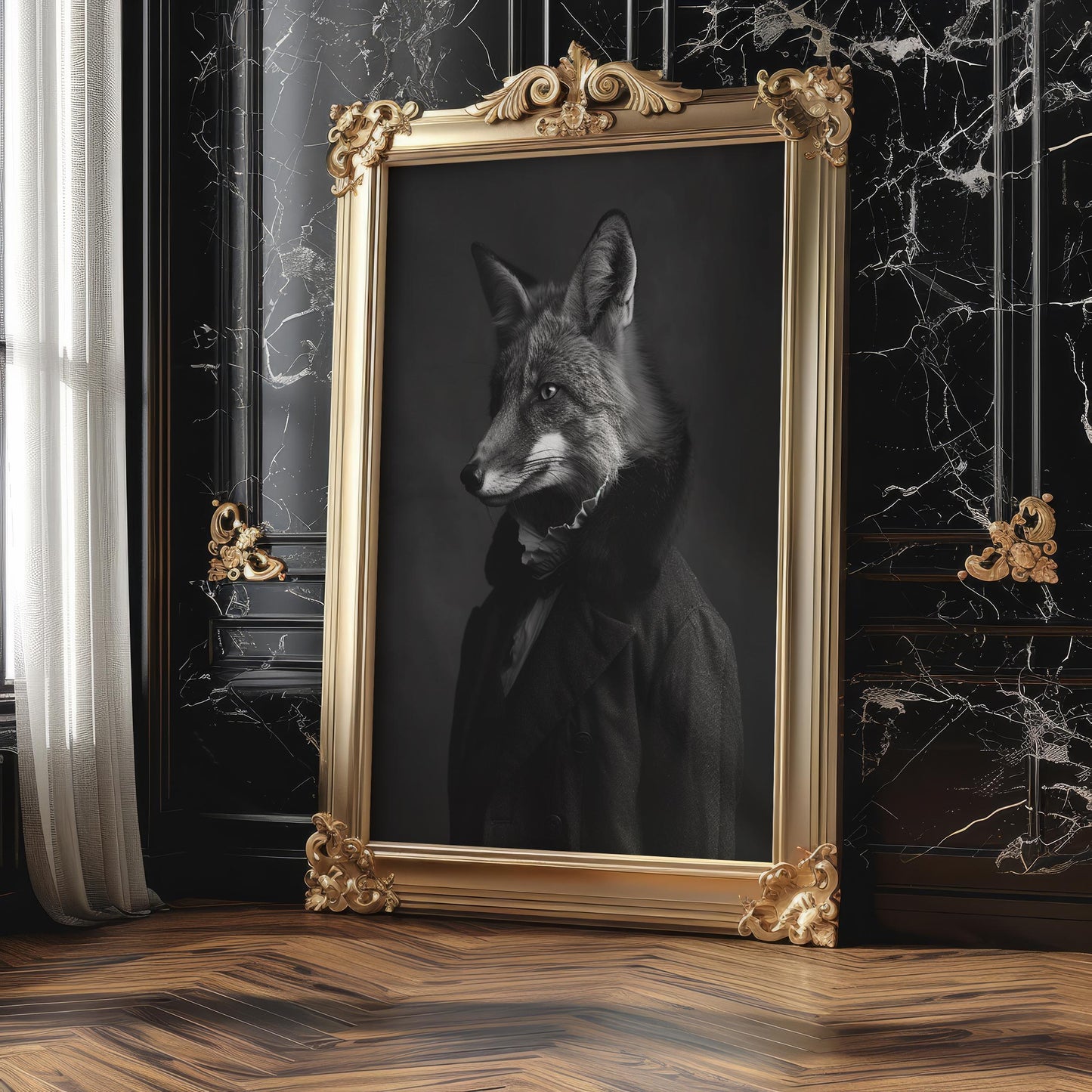 Designer Wall Art | Fox Portrait | Modern Animal Decor | Black & White wall art print, minimalist black and white poster, modern Scandinavian wall decor, Monohaus