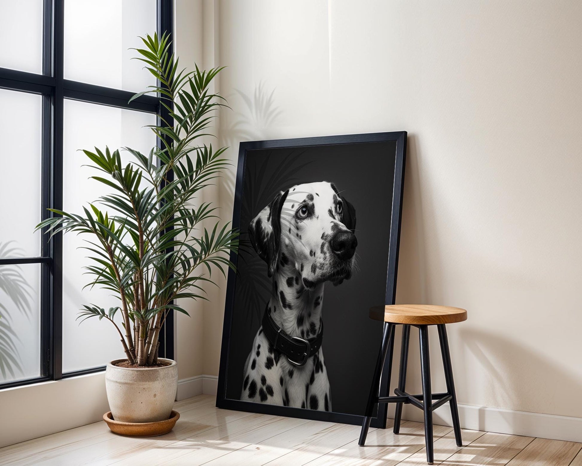 Dog Photography Dalmatian | Black and White Animal Poster | Modern Pet Print wall art print, minimalist black and white poster, modern Scandinavian wall decor, Monohaus