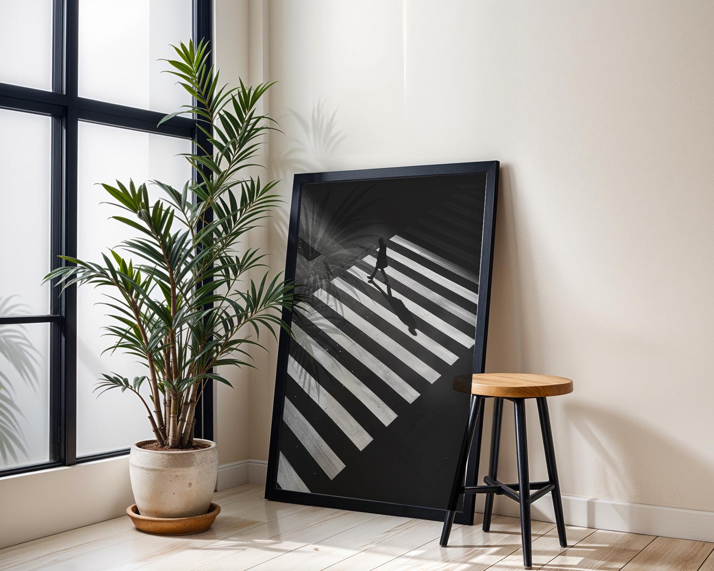 Urban Crosswalk Black and White Photography Print | Modern Noir Wall Art black and white photo print, minimalist monochrome wall art poster for modern interiors, Monohaus