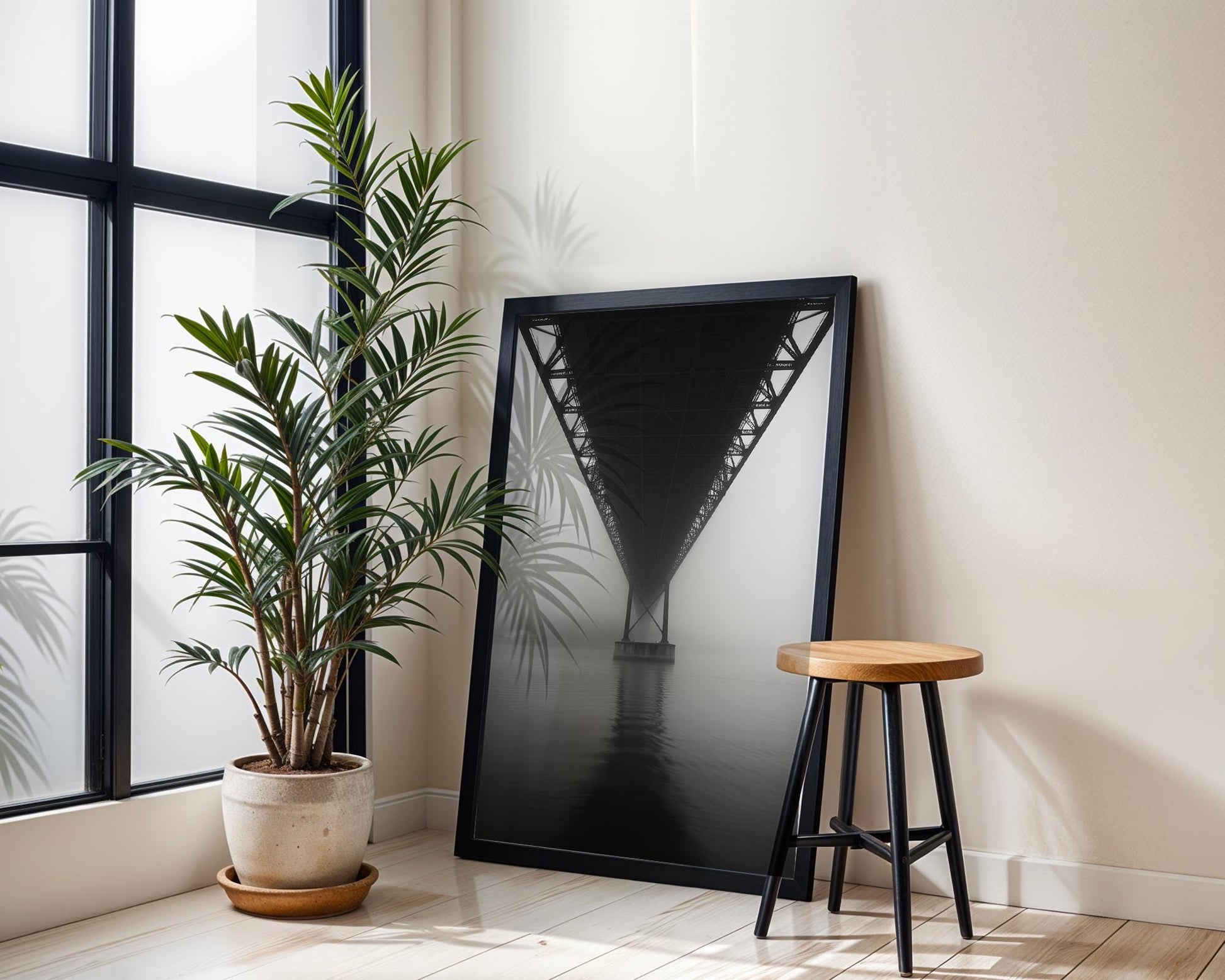 World Landmark | Porto Bridge Photography Print | Minimalist Black and White Wall Art wall art print, minimalist black and white poster, modern Scandinavian wall decor, Monohaus