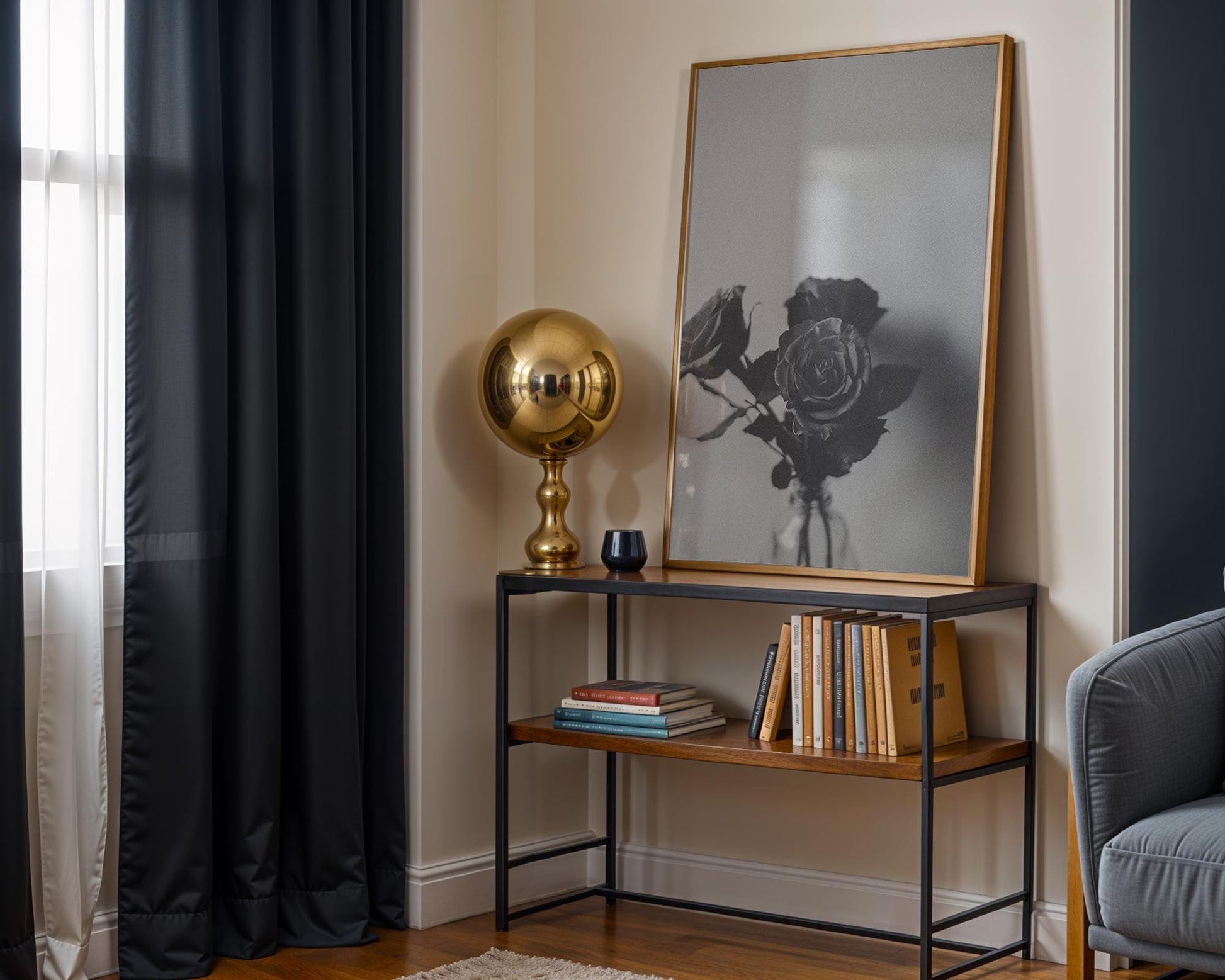 Designer Wall Art | Black and White Roses Print | Minimalist Floral Still Life wall art print, minimalist black and white poster, modern Scandinavian wall decor, Monohaus