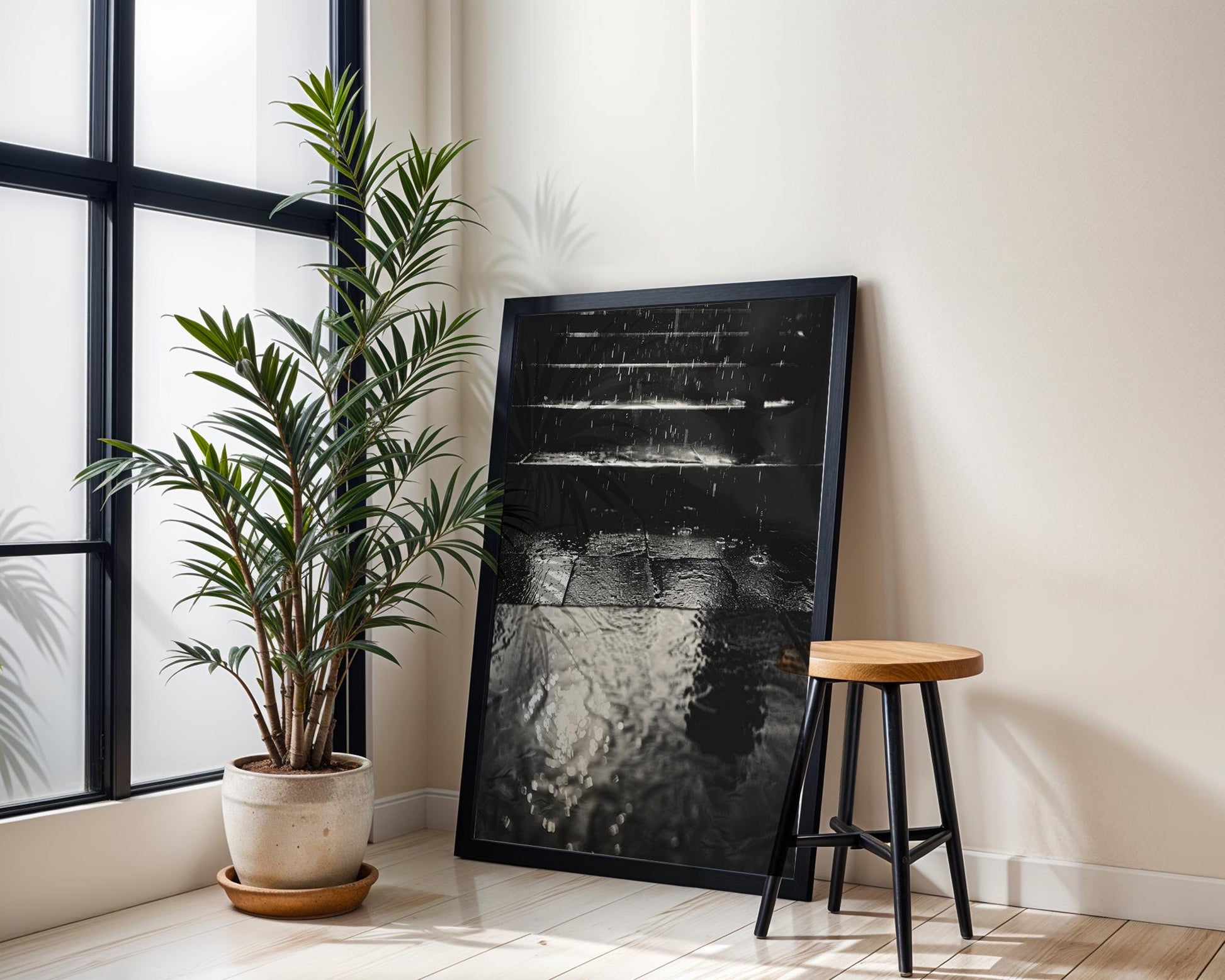 Urban Photography | Urban Photography | Rain Art Print | Black & White Street Scene Minimalist Decor black and white photo print, minimalist monochrome wall art poster for modern interiors, Monohaus