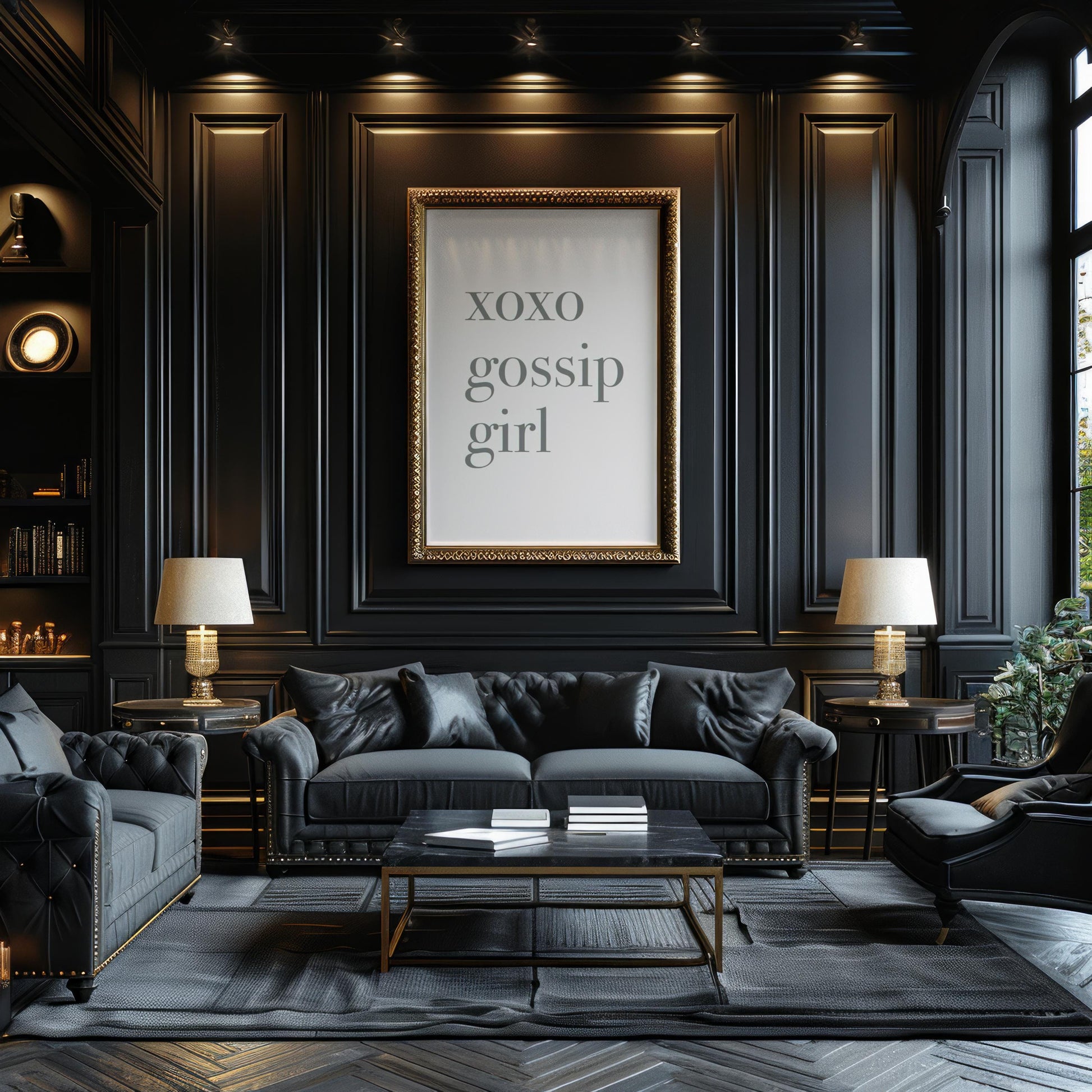 Designer Wall Art | XOXO Gossip Girl Quote Print | Minimalist Typography Poster typography wall art print, minimalist black and white type poster, modern graphic design decor, Monohaus