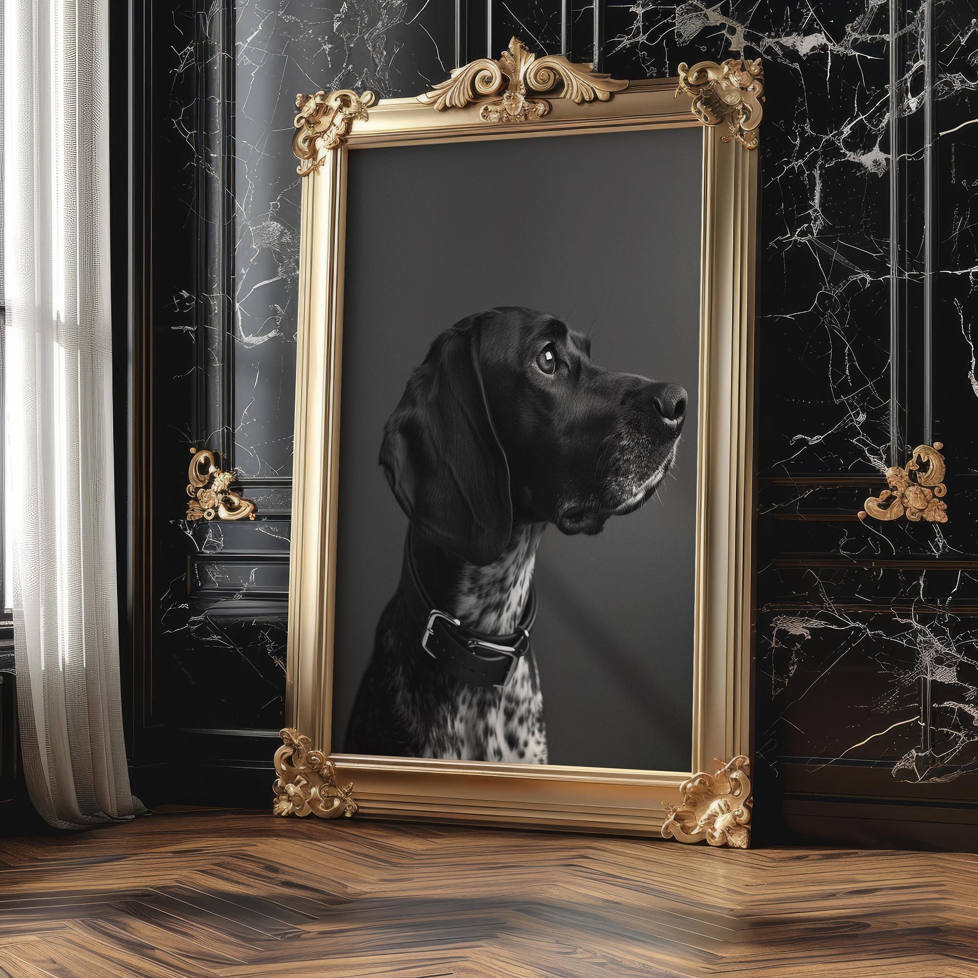 Dog Photography German Shorthaired Pointer | Intense Black White Pet Art Print wall art print, minimalist black and white poster, modern Scandinavian wall decor, Monohaus