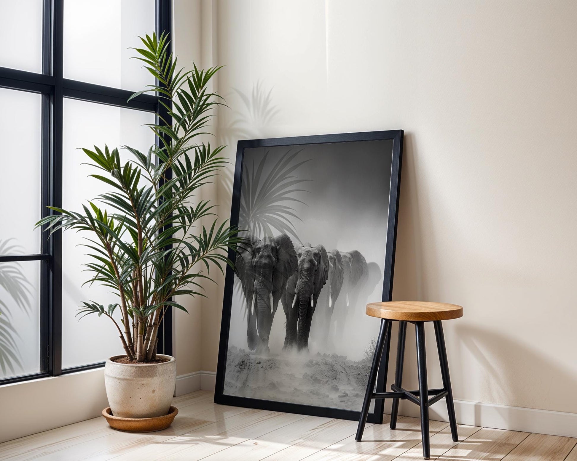 Wildlife Poster | Elephant Print | Black & White  Photography, Minimalist Safari Wall Art wall art print, minimalist black and white poster, modern Scandinavian wall decor, Monohaus