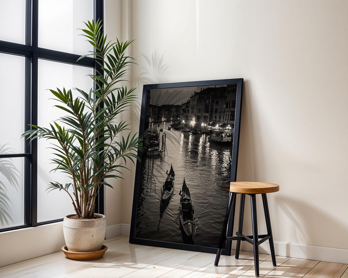 World Landmark | Venice Gondola Print | Grand Canal Black and White Photography wall art print, minimalist black and white poster, modern Scandinavian wall decor, Monohaus