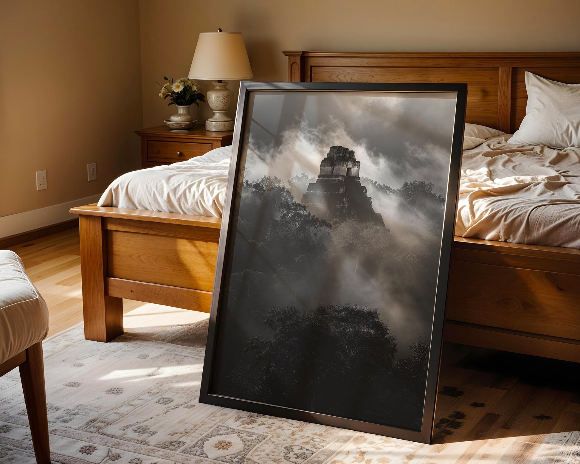 World Landmark | Tikal Temple Black & White Photography Print | Guatemala Jungle Ruins Wall Art wall art print, minimalist black and white poster, modern Scandinavian wall decor, Monohaus