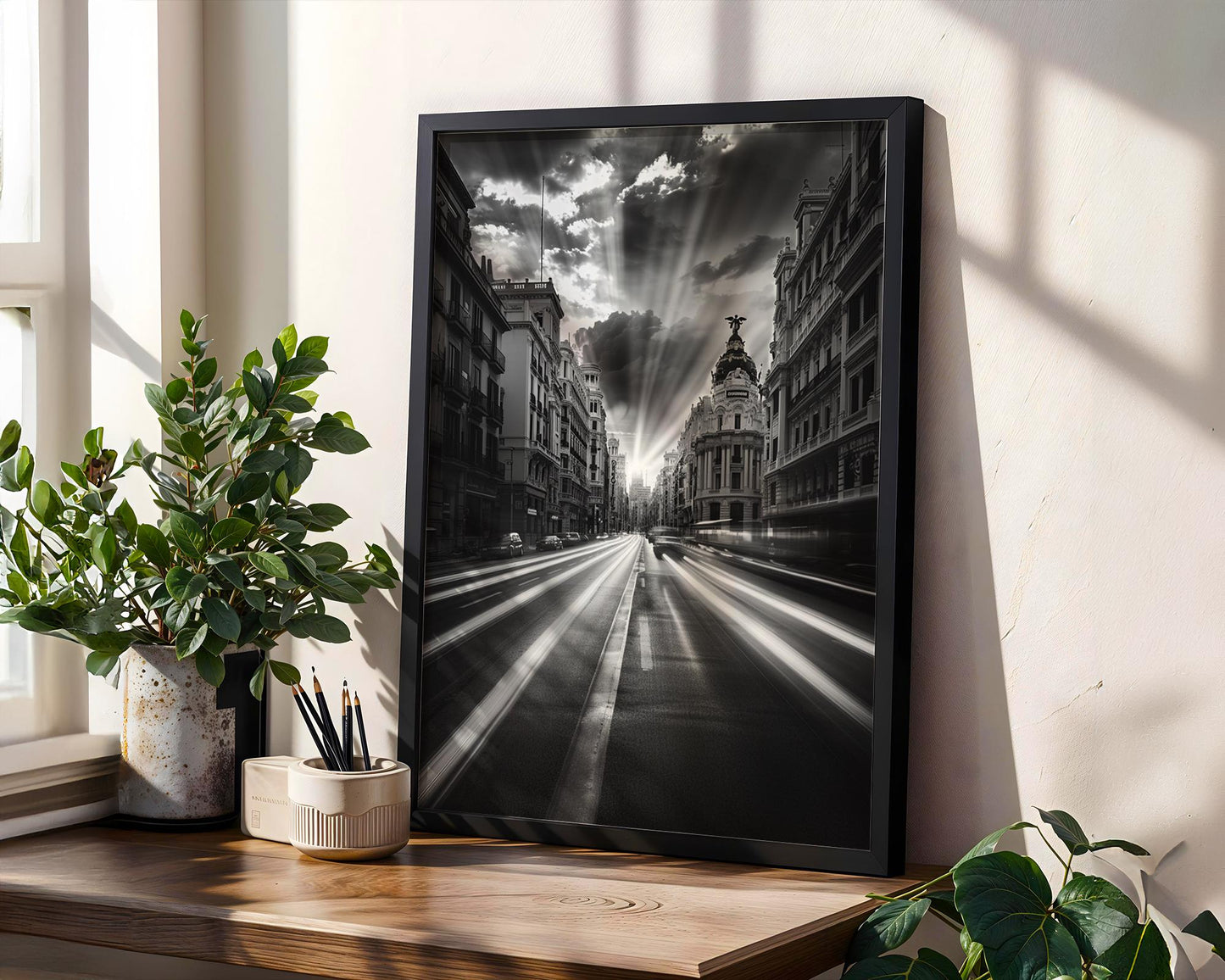 World Landmark | Madrid Gran Vía Photography Print | Black and White Spain Architecture Wall Art