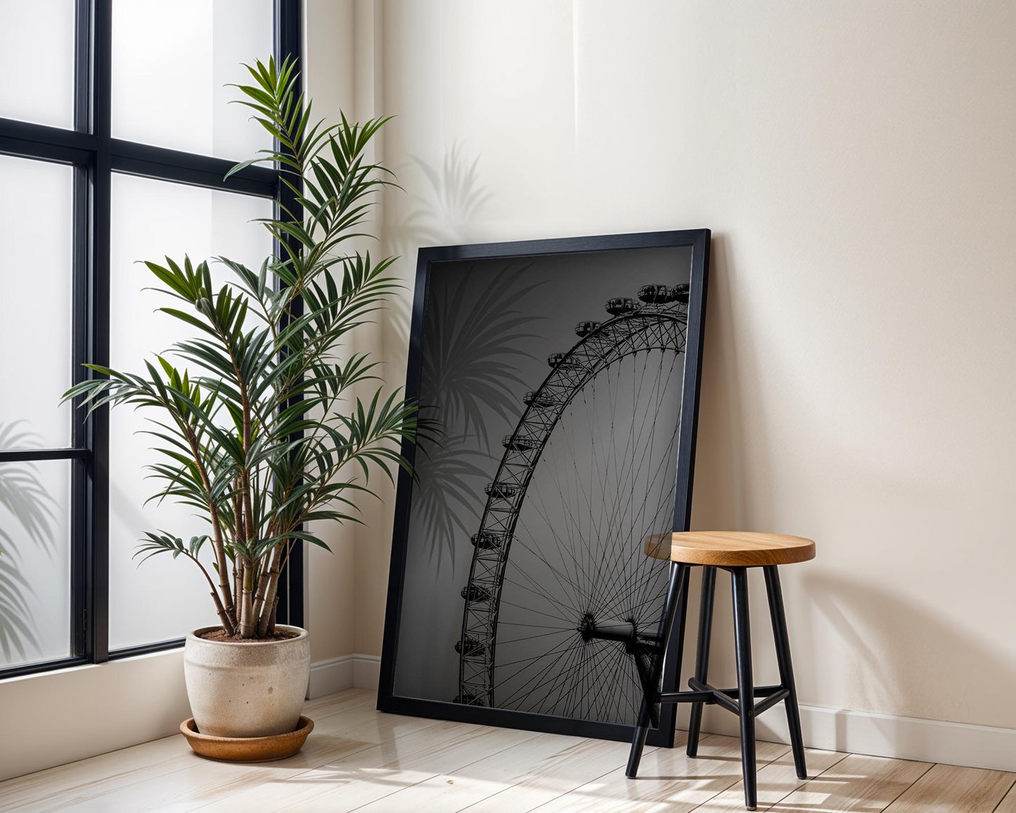 World Landmark | London Eye Photography Print | Minimalist Black and White Wall Art wall art print, minimalist black and white poster, modern Scandinavian wall decor, Monohaus