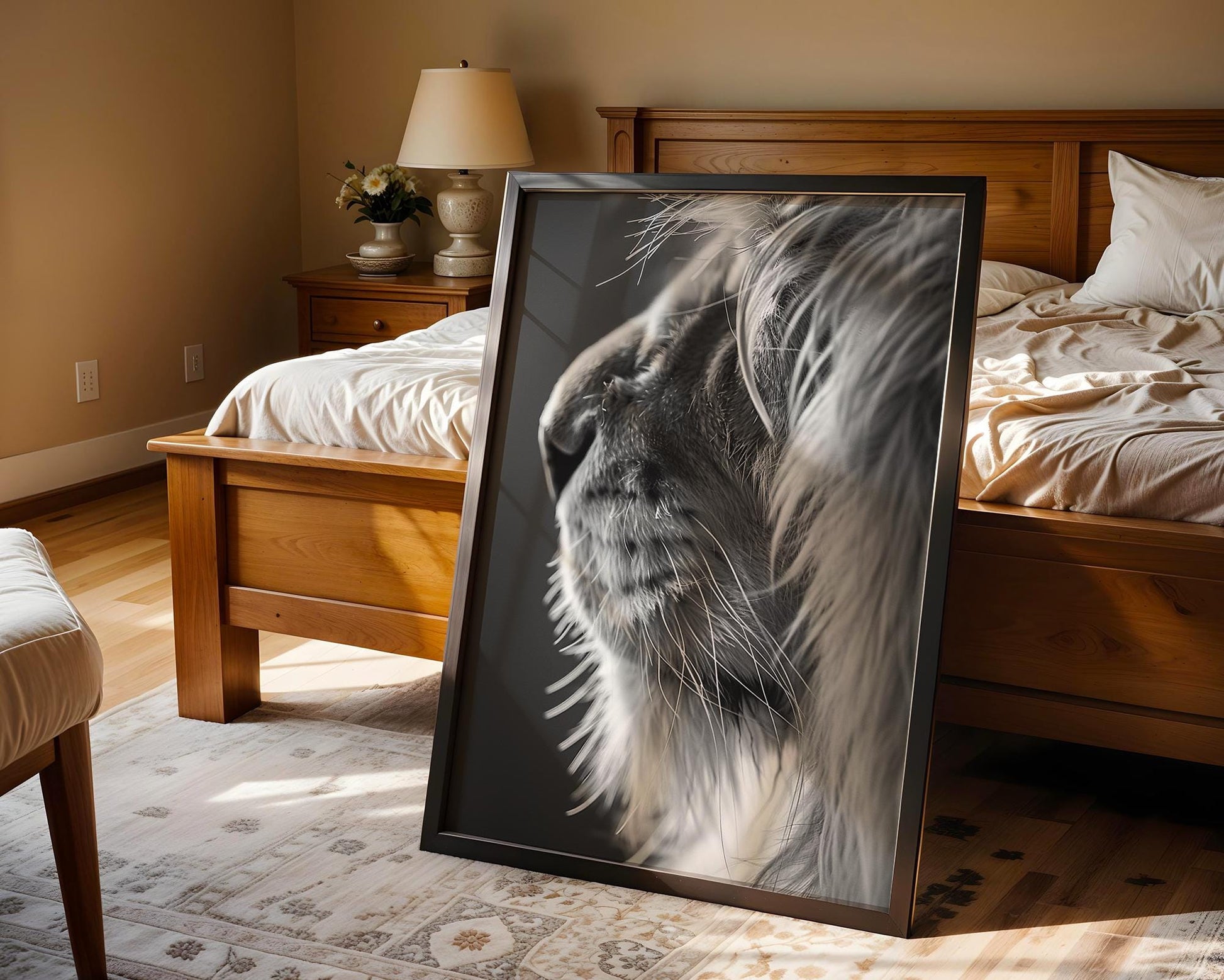 Wildlife Poster | Lion Close-Up Print | Minimalist Black & White Safari Photography wall art print, minimalist black and white poster, modern Scandinavian wall decor, Monohaus