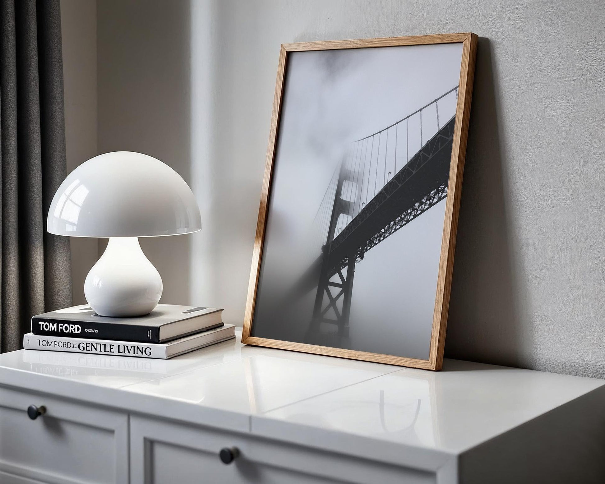 World Landmark | Golden Gate Bridge Photography Print | Moody Black and White Wall Art wall art print, minimalist black and white poster, modern Scandinavian wall decor, Monohaus