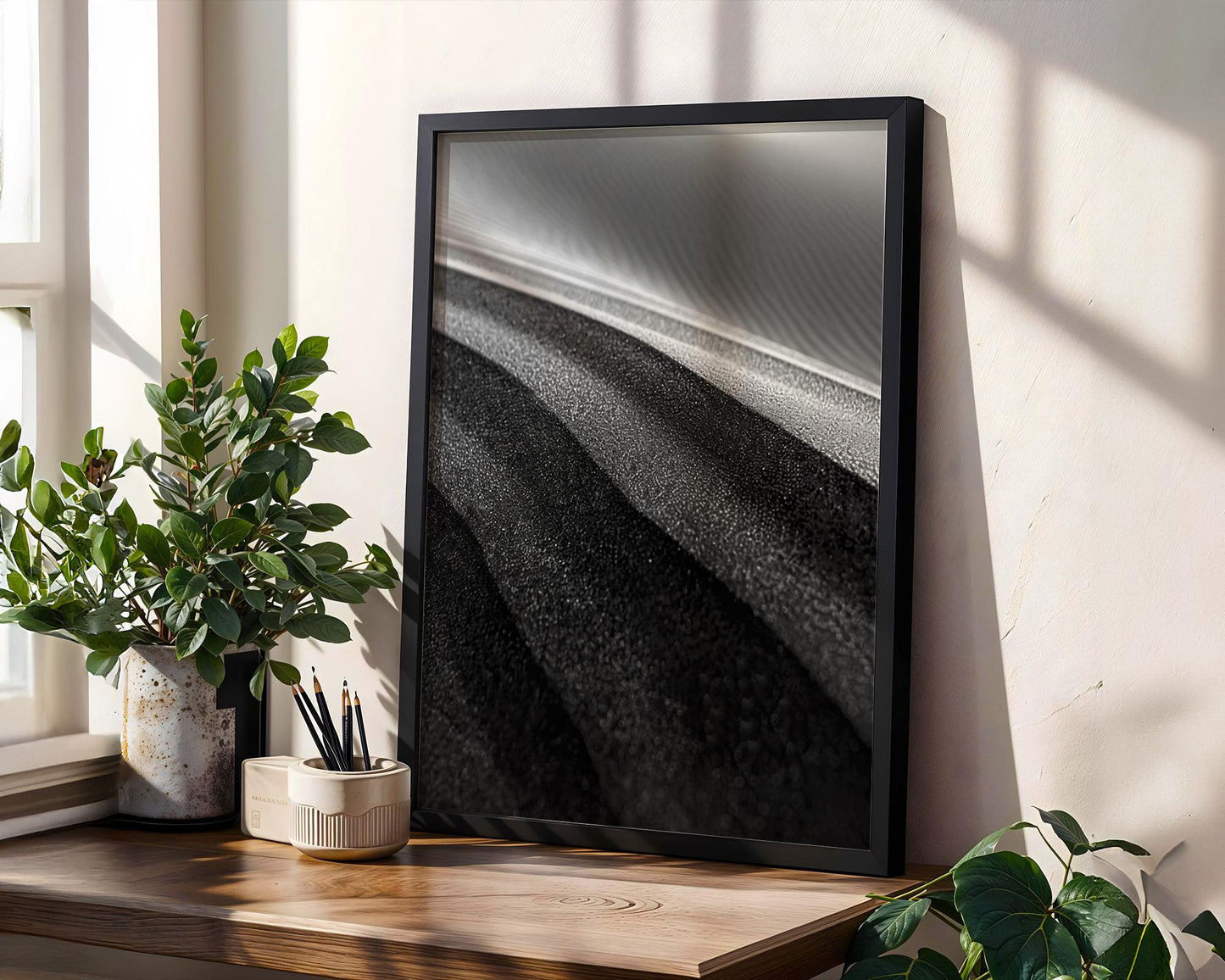 Minimal Wall Art Dark Sands | Black and White Abstract Landscape Print abstract wall art print, geometric minimalist poster, modern Scandinavian decor, Monohaus