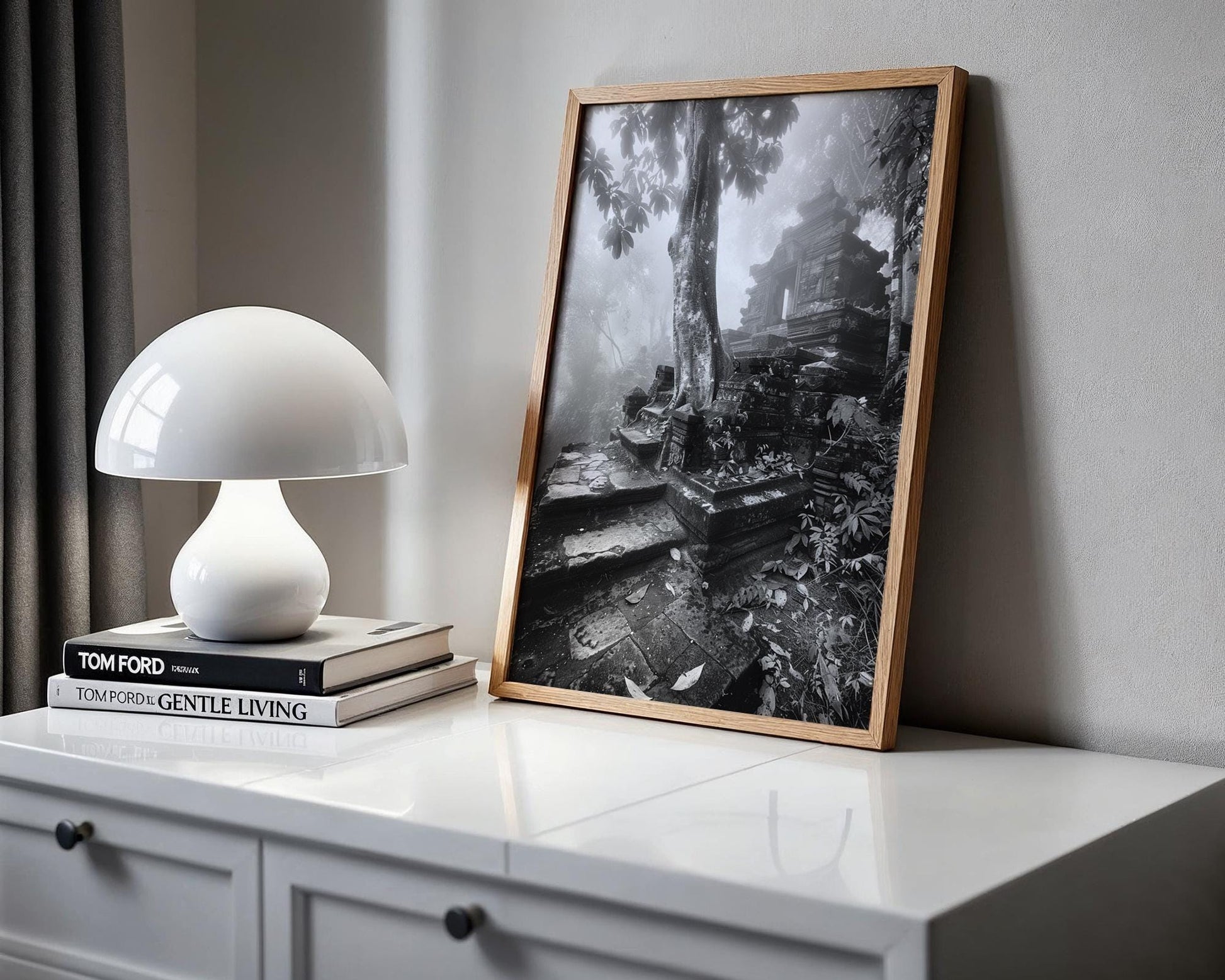 World Landmark | Ta Prohm Temple Print | Angkor, Cambodia Black & White Photography wall art print, minimalist black and white poster, modern Scandinavian wall decor, Monohaus