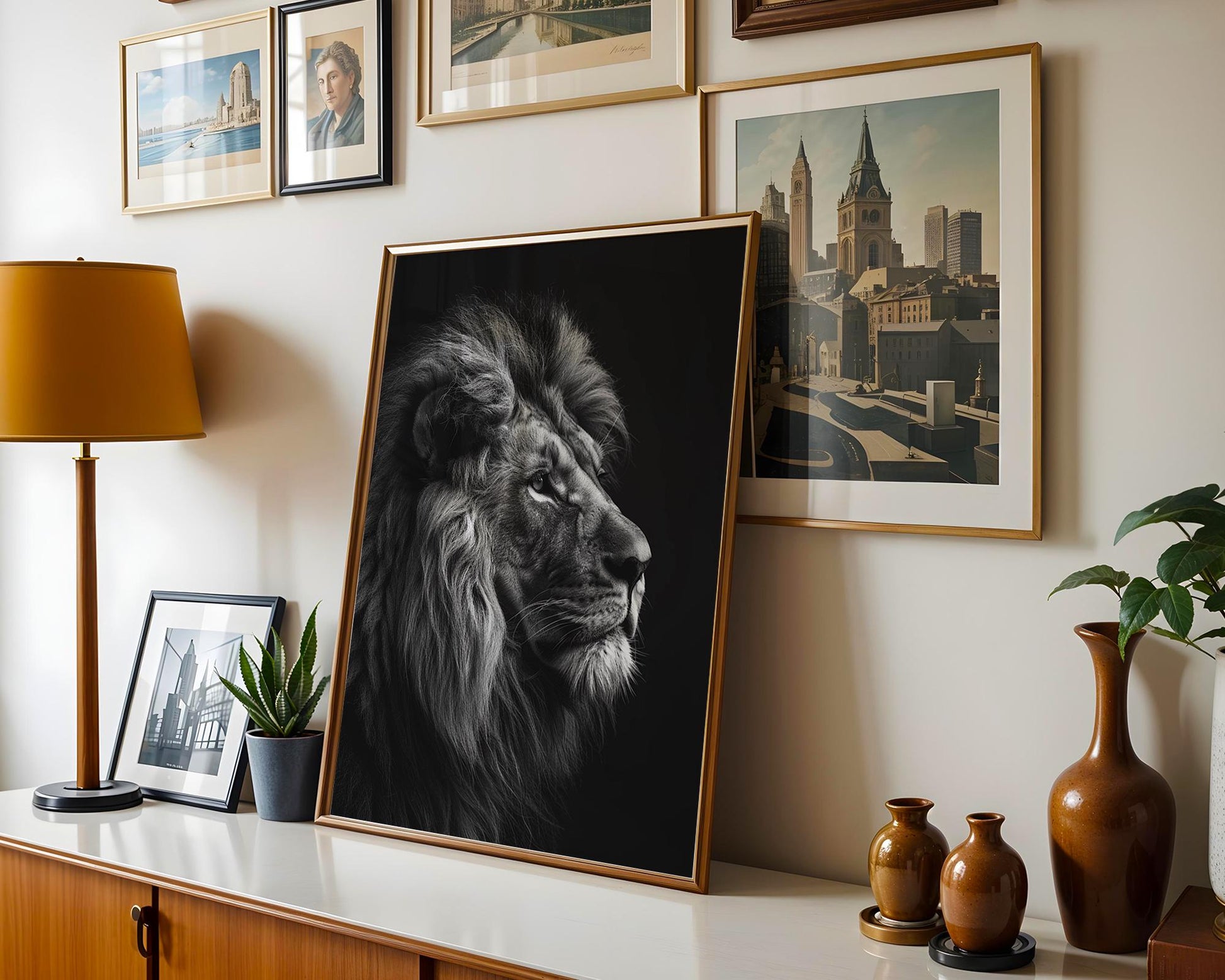 Wildlife Poster | Minimalist Lion Portrait Print | Black & White Photography wall art print, minimalist black and white poster, modern Scandinavian wall decor, Monohaus