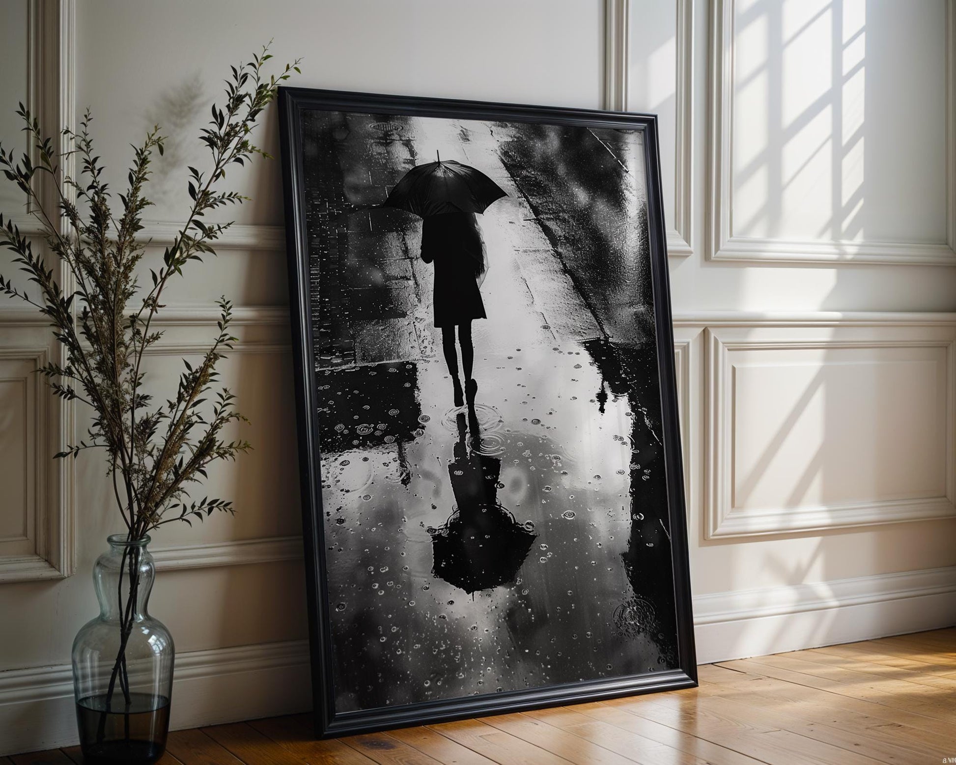 Urban Photography | Woman with Umbrella Photography Print | Modern Minimalist Wall Art black and white photo print, minimalist monochrome wall art poster for modern interiors, Monohaus
